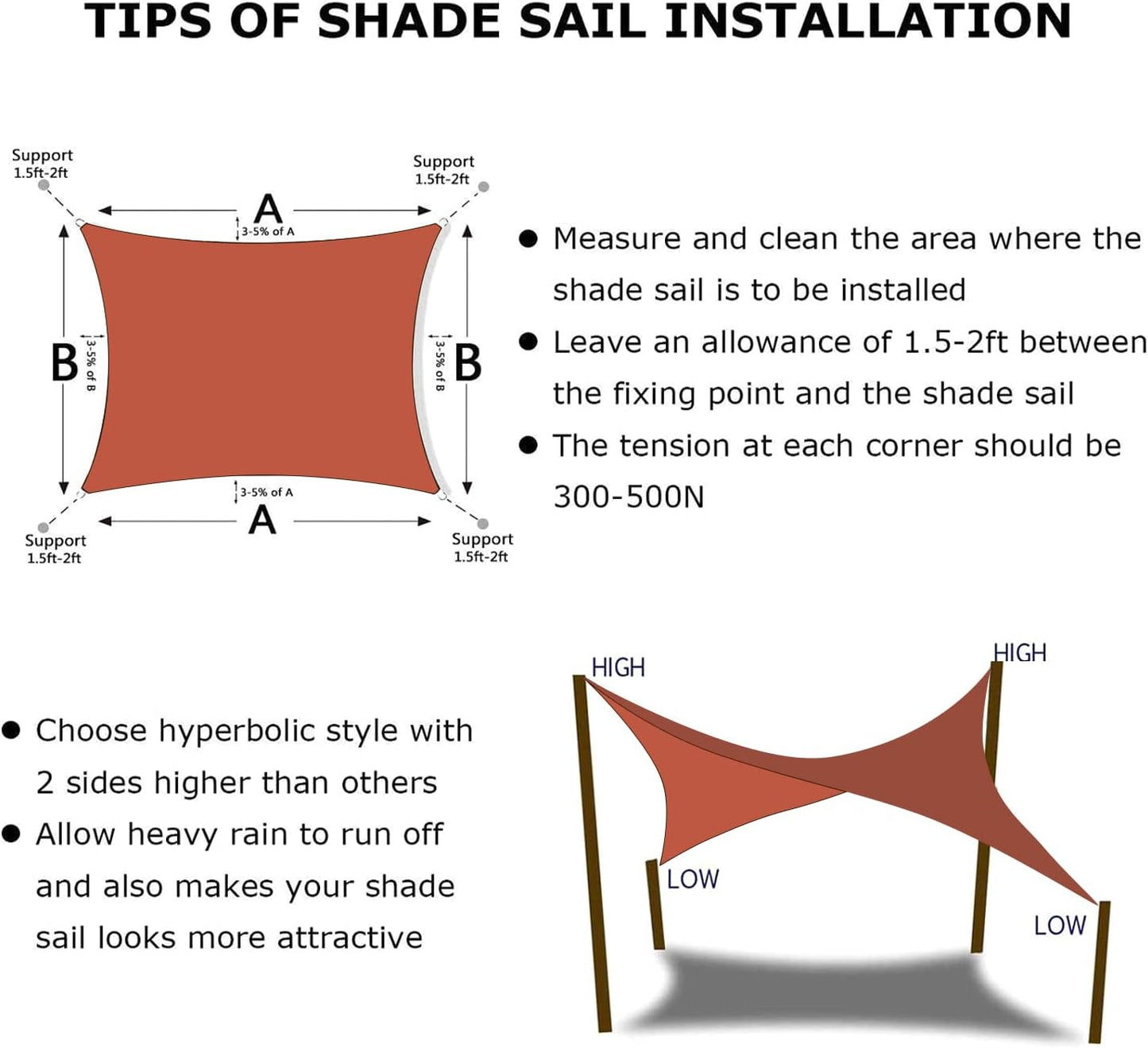 KANAGAWA 10'X16' Rust Red Custom Size Sun Shade Sail Rectangle UV Block Canopy Cover for Patio Backyard Lawn Garden Outdoor (Customized Available)