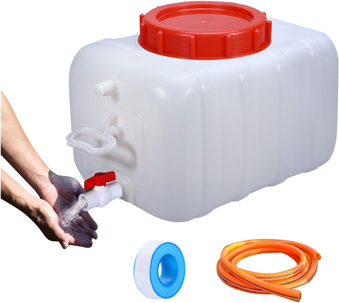 Water Storage Container with Spigot Hose, 52.8 Gallon Portable Water Tank Thick Water Dispenser Carrier Heavy Duty Water Bucket for Hiking Picnic Vehicle Outdoor Emergency(Size:110L/29Gal)