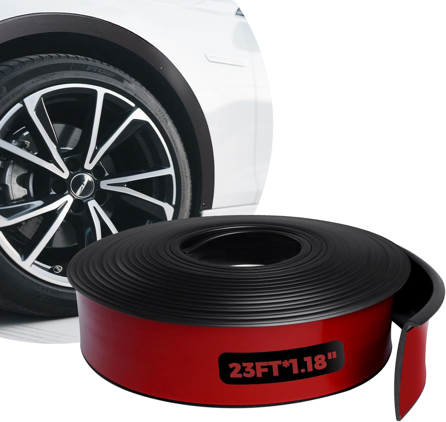 Fender Flares Edge Trim,Car Wheel Eyebrow Arch Trim Lips Strip Fender Flare Protector, Fender Flare Rubber Seal for Car and Truck Wheel Arch Well Black, 23ft(l) x0.09ft(w)