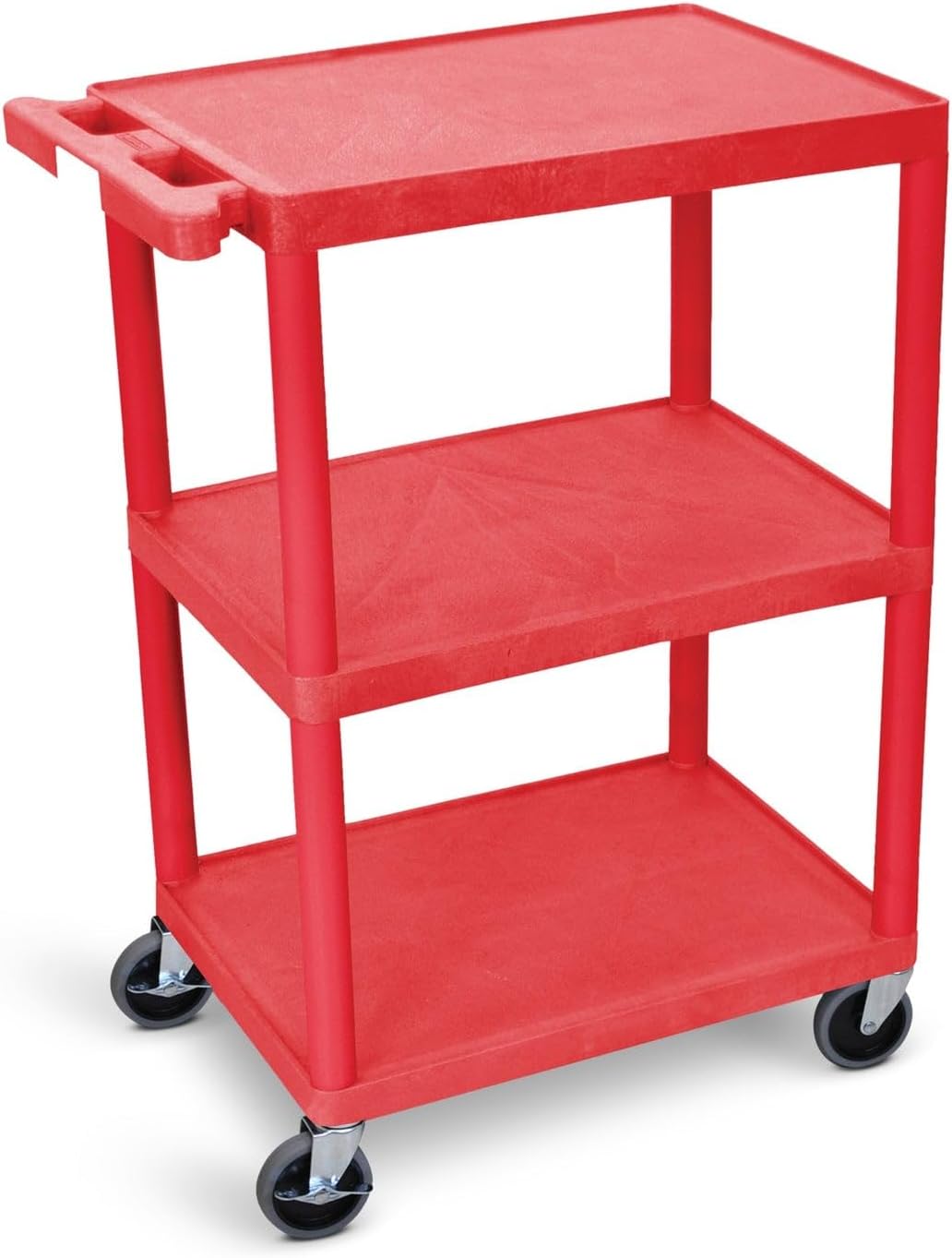 Luxor HE34 Utility Cart (Pack of 25) 3 Shelves Structural Foam Plastic - Red