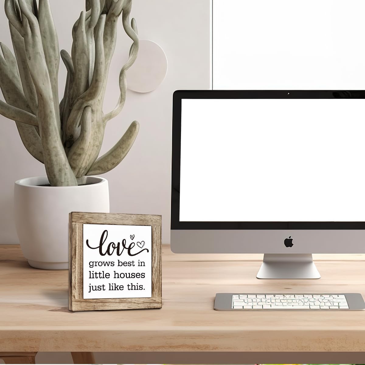 Farmhouse Wood Sign, Love Sign, Wooden Box Sign Plaque, Home Decor, Living Room Decor, Desk Decor Art, Freestanding Sign, Rustic Table Decor, Love Grows Best In Little Houses Just Like This Sign