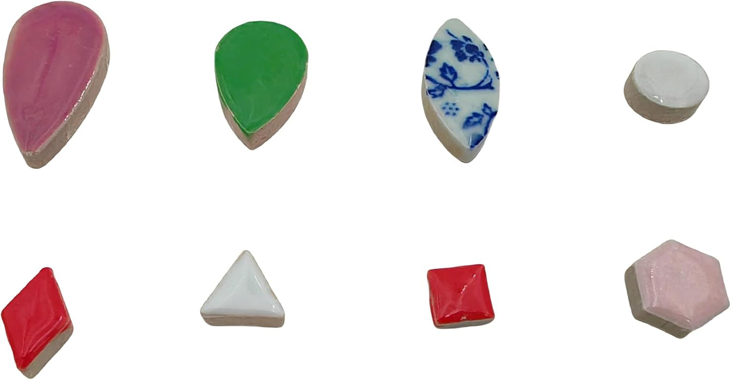 500g/1.1lb Random Color Irregular Ceramics Mosaic Tiles,DIY Making Creative Ceramic Mosaic Tiles for DIY Craft Plates Flowerpots Vases Cups Mosaic Making Supplies (9 Shape Mix Color)