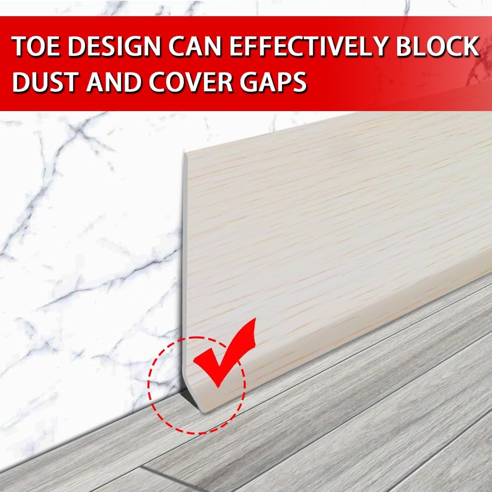 Vinyl Wall Base Baseboard Molding Trim 4" Flexible Self Adhesive Rubber Wall Base Moulding Trim Peel and Stick Design, 4 Inch x 100 Feet, Beige Wood