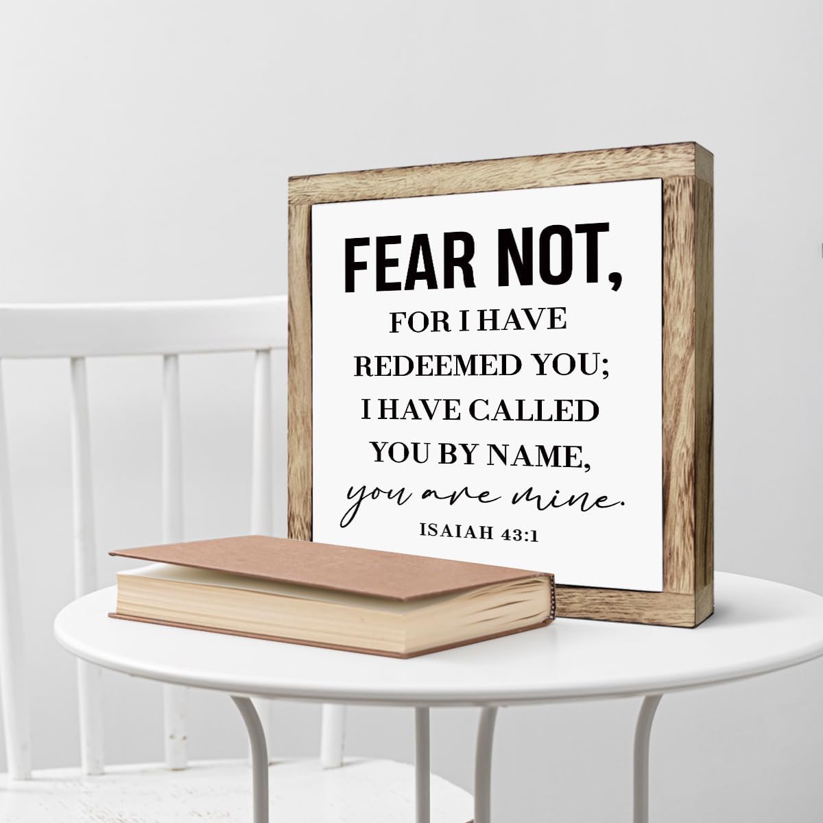 SUSZDOU Scripture Sign, Isaiah 43:1, Rustic Wooden Plaque, 9.8x9.8 Inch, Pine, Tabletop Decor