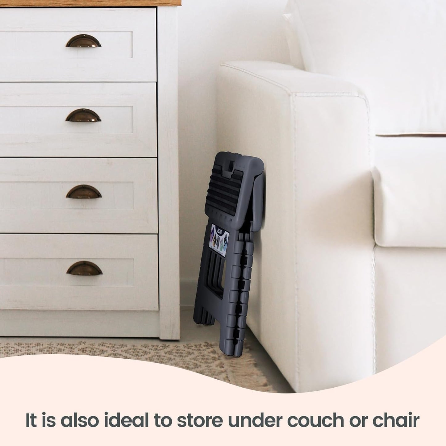 Delxo Folding Step Stool 9 Inch,Non-Slip Foldable Stools for Kids & Adults Up to 300 LBS,Kitchen Collapsible Fold Up Stepping Stool with Dotted 1 Pack,Gray