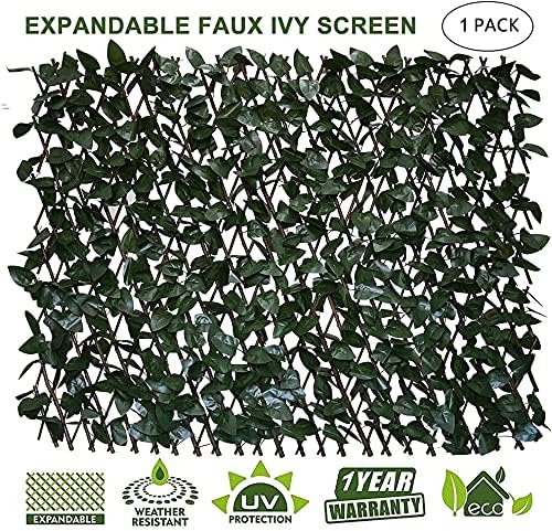 Expandable Fence Privacy Screen for Balcony Patio Outdoor,Decorative Faux Ivy Fencing Panel,Artificial Hedges (Single Sided Leaves)