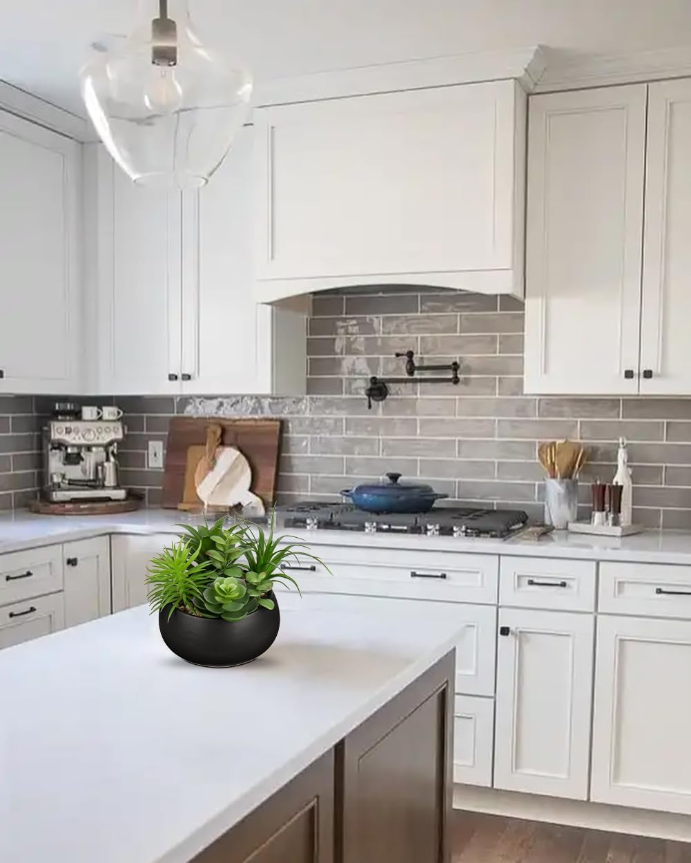 Fake Plants Artificial Succulents in Pots Faux Succulent Arrangement Potted Plant in Black Ceramic Planter Bowl for Home Decor Office Desk Bathroom Shelf Living Room Indoor Decorations