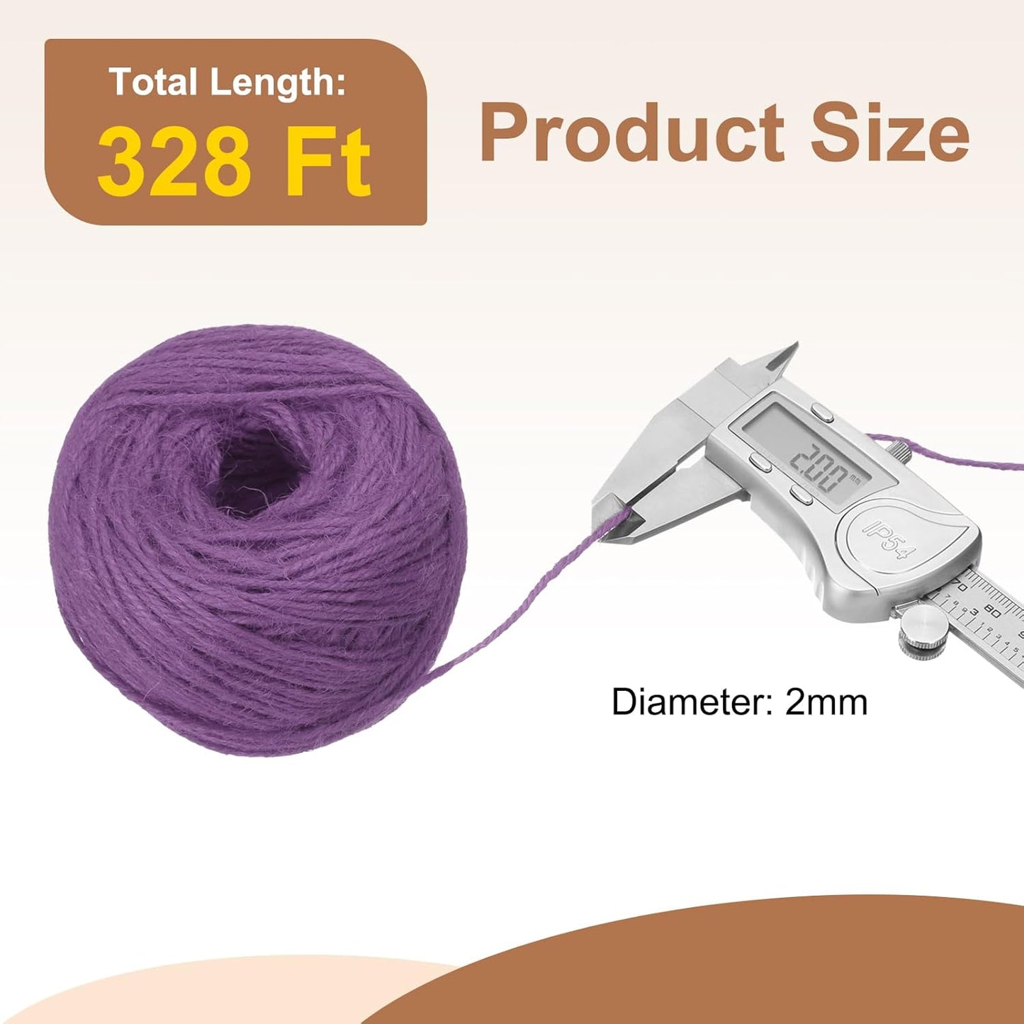 uxcell 328 Feet Natural Jute Twine String,2mm Thin Garden Twine Rope Colored Plant String Cord for DIY Art Crafts Gift Wrapping Decoration Packing Gardening Plant Hanger,Light Purple