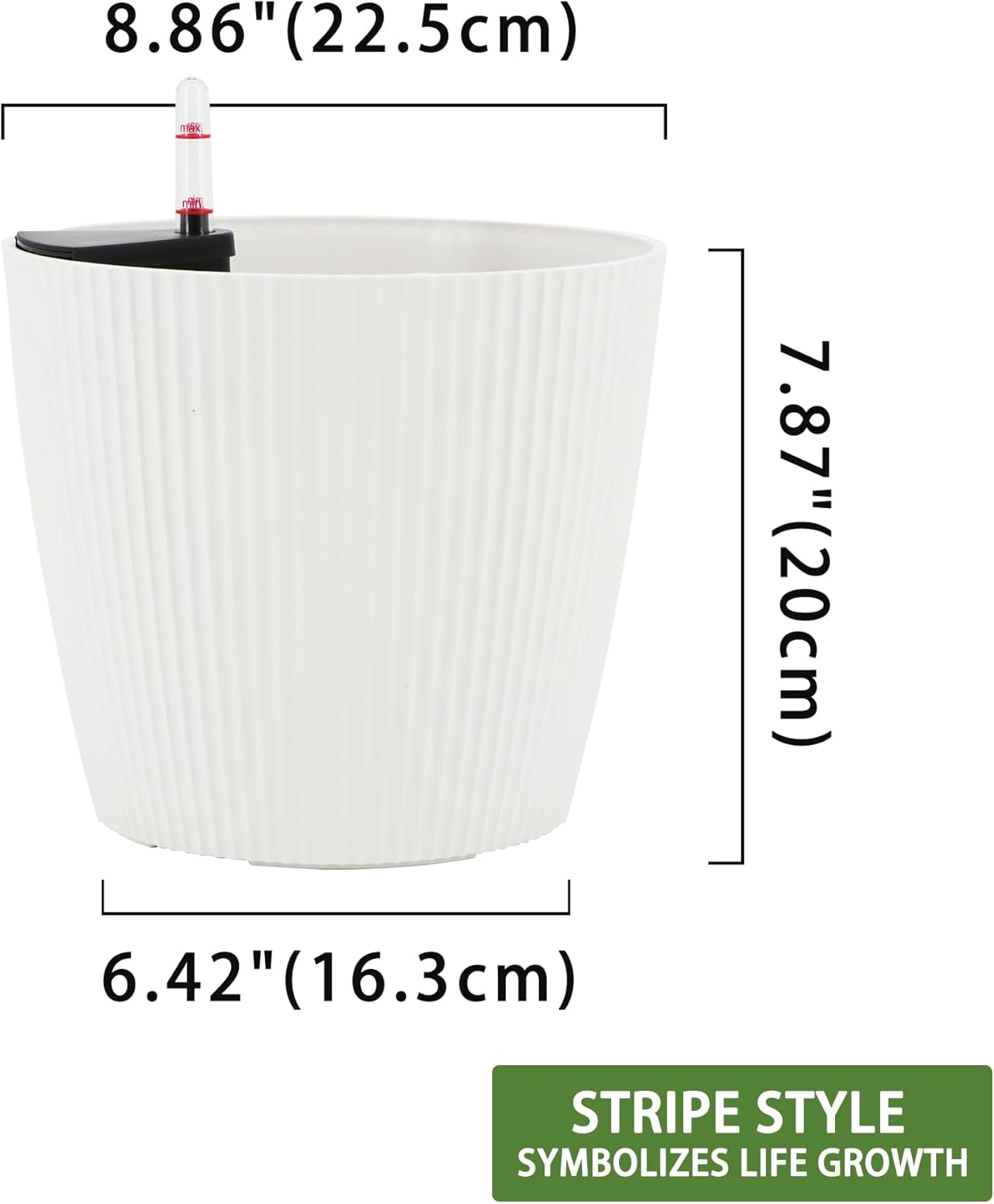 Dexceder 9x8 Self Watering Planters Indoor, Inner Mat Design, Table Flower Plant Pot with Water Level Indicator (2 Pack, White)