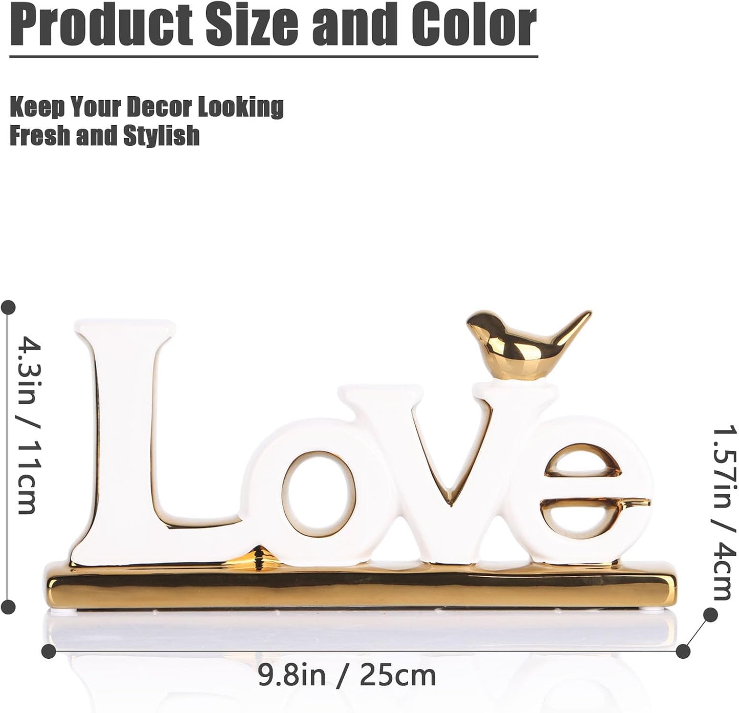 Love Sign Decoration,White and Gold Love Signs for Home Decor Statue,Modern Bird Sculpture Personalized Love Decor,Gold Style Figurine Decorative Ornaments for Living Room,Bedroom,Desktop,Cabinets