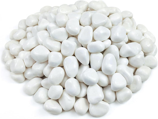 40 lbs White Stones for Garden, 1-2 Inch Decorative Polished White River Rocks for Plants Landscaping Vase Aquarium and Backyard Rocks