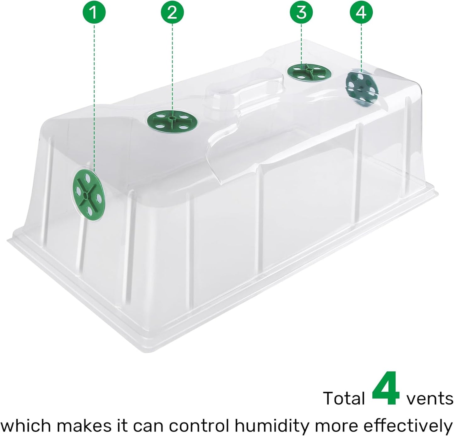 MIXC 10 Pack Humidity Dome 7" Tall Extra Strength, 1020 Growing Trays Cover, Propagation Seed Cloning Lid Vented for 10 x 20 Inch Flat Tray and Seed Starting Germination