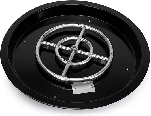 Stanbroil 19-Inch Round Fire Pit Burner Pan, Drop-in Gas Firepit Insert for DIY Fire Pit Table, Porcelain Steel, BTU 92,000 Max