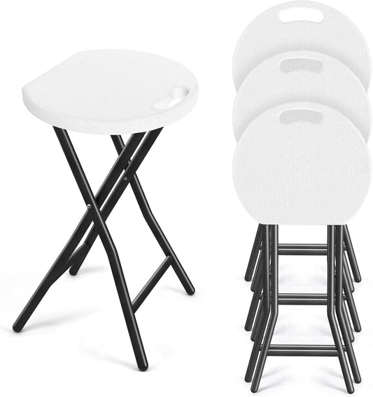 TAVR Furniture Portable Folding Chair with Handle, Heavy Duty Round Fold Stool Chair with 500lbs Capacity for Adults, 18 Inch Foldable Stool for Dorm, Kitchen, Vanity, Church and Outdoor use