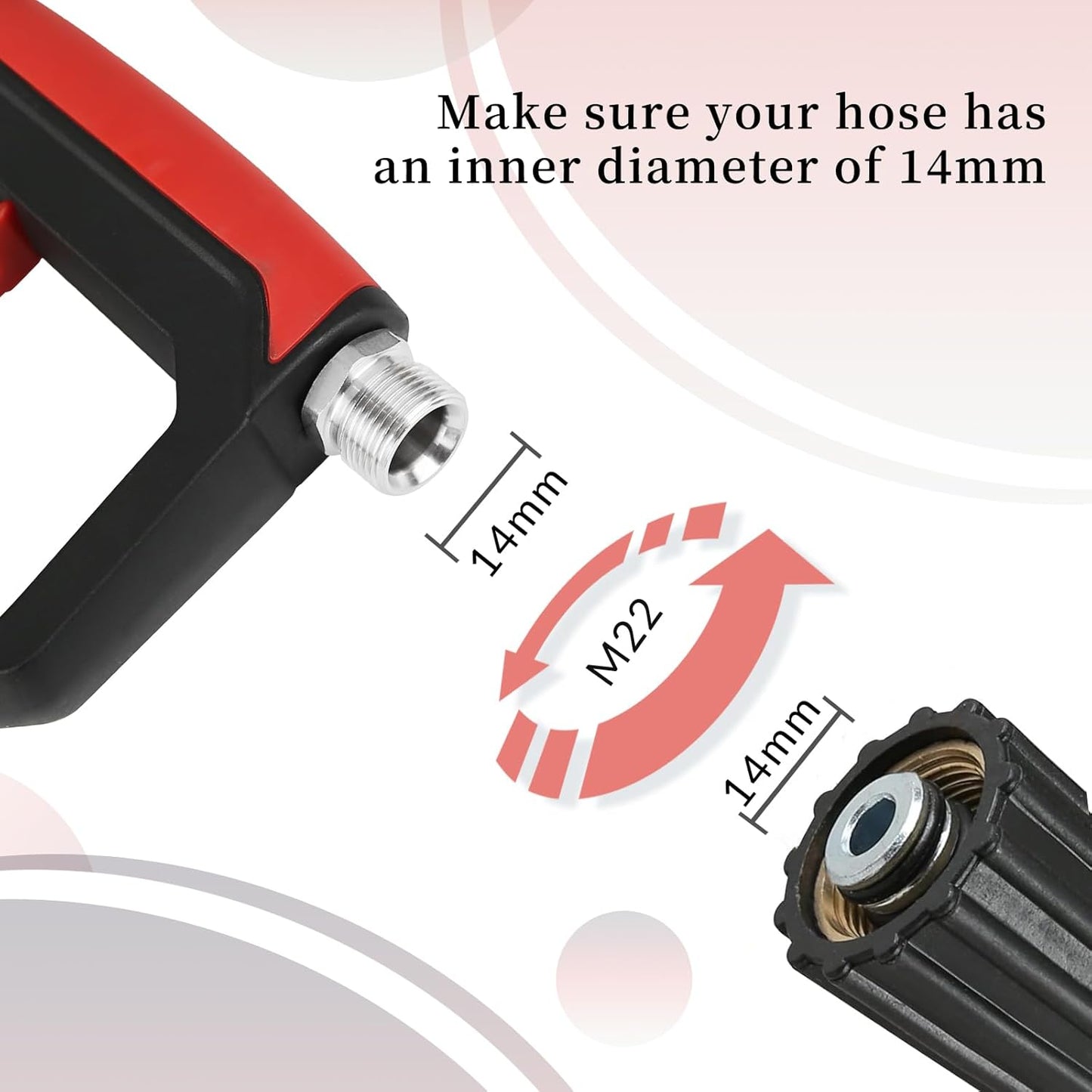 Sooprinse Short Pressure Washer Gun with Foam Cannon, Foam Cannon for Pressure Washer, 1/4 Inch Quick Connector, 5 Nozzle Tips with Car Wash Mitt, 1 Liter