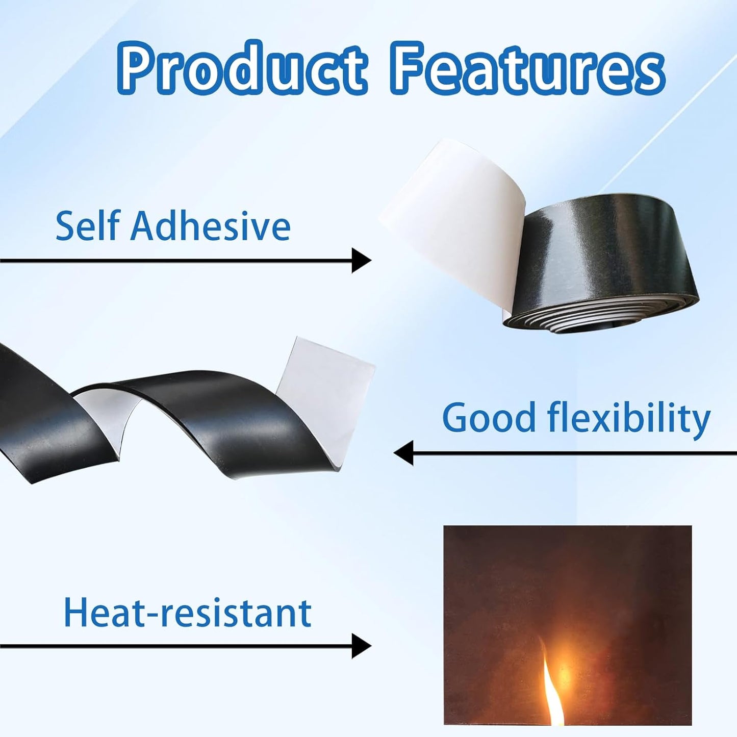 Black Adhesive Rubber Strip, 1/8 (.125)" Thick X 4" Wide X 10'Long, Solid Rubber Roll with Self Adhesive for Anti-Slip, Anti-Vibration, DIY Gaskets, Crafts, Sealing, Supports, Protection