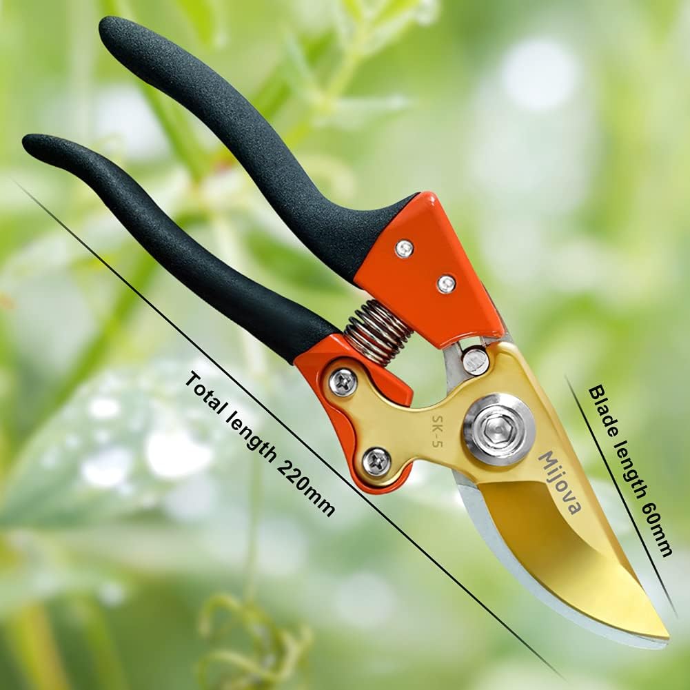 Garden Pruners, Heavy Duty Garden Clippers,Pruning Shears with Adjustable Thumb Lock,Hand Gardening Tools Pruners,Stainless Steel Sharp Gardening Scissors (MJ003)