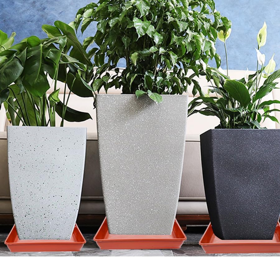 4 Pack Square Plant Saucer 16 Inch, Large Plant Trays for Pots, Heavy Plastic Plant Saucer,Deep Heavy Duty Plant Pot Saucers, Planters for Indoors and Outdoors Plants.