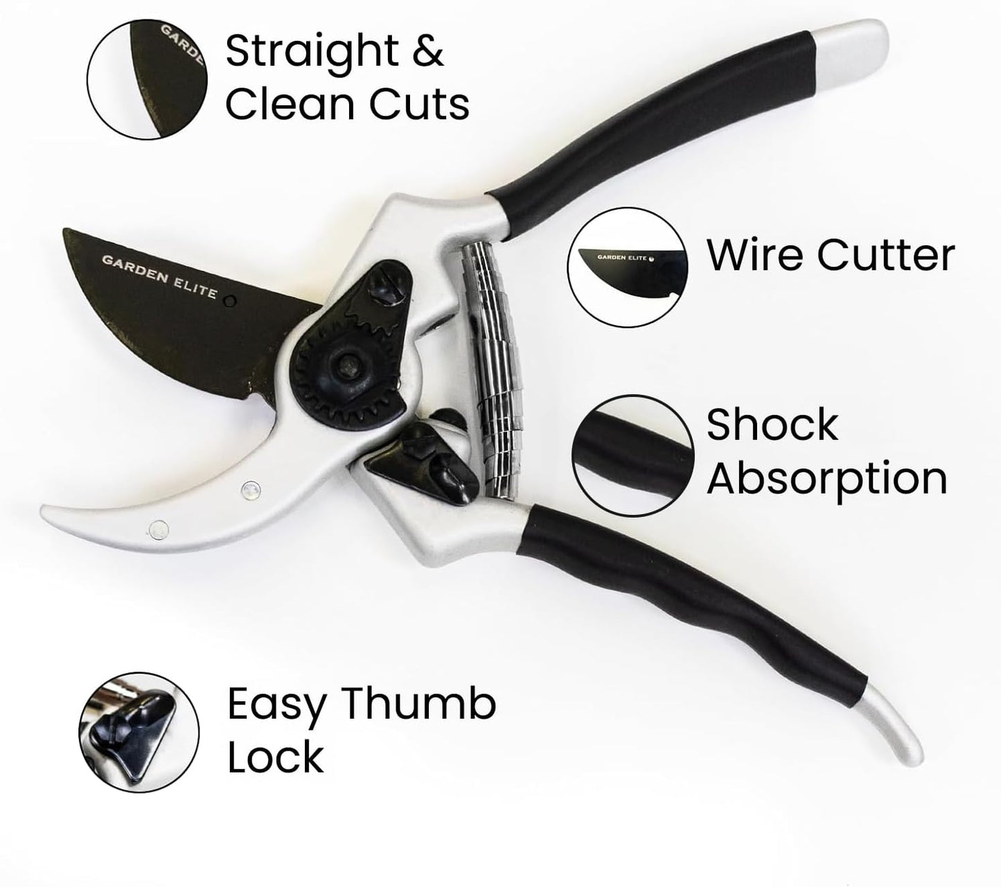 Razor Sharp Bypass Pruning Shears - Lifetime Replacement - Free Extra Blade, Spring & eBook - Japanese Steel - Premium Hand Pruners - Garden Shears - Garden Clippers - Secateurs with Ergonomic Handles