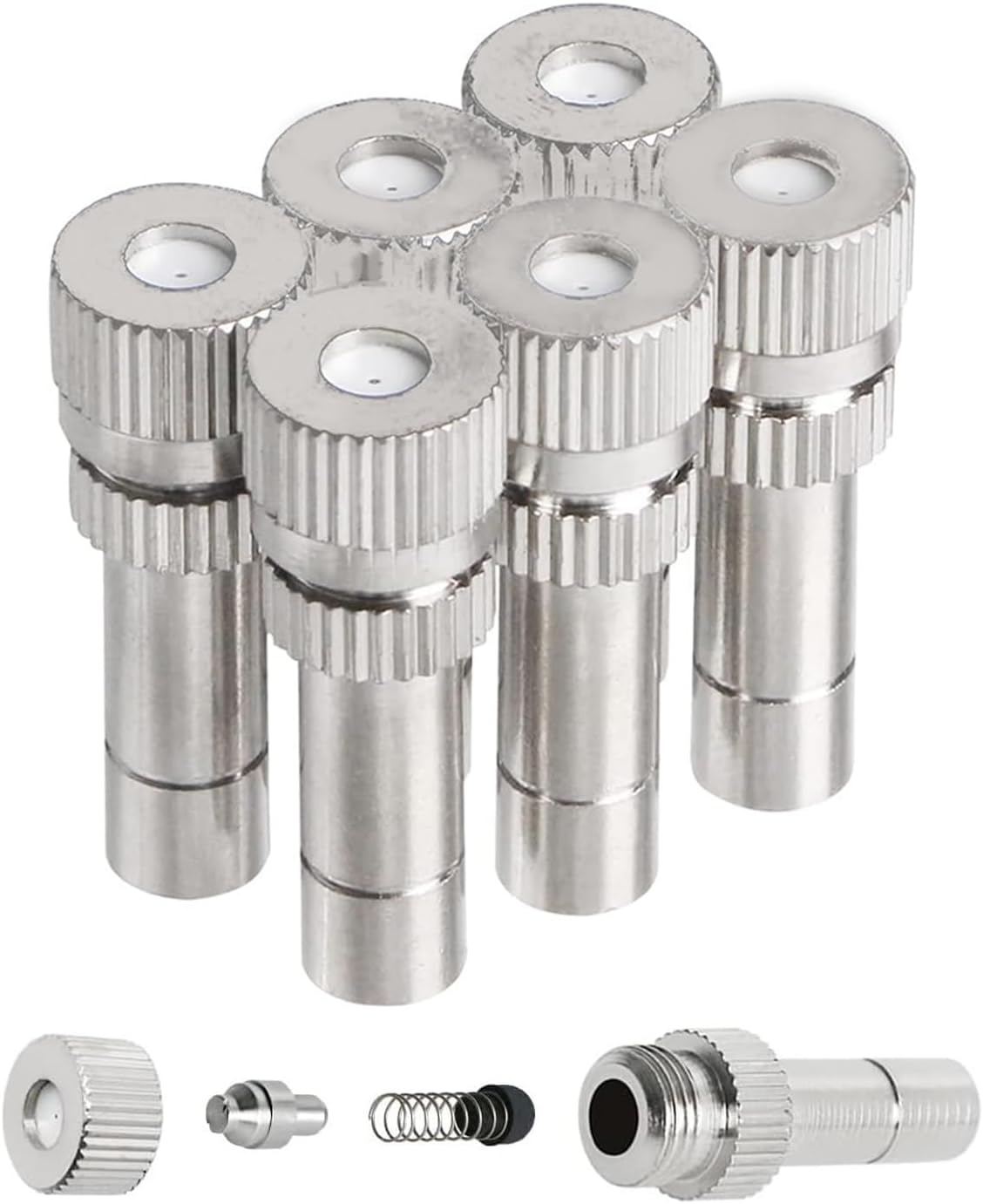 20pcs Brass Mister Nozzles, 6mm Misting Nozzles for Outdoor Cooling System, Landscaping, Air Humidification, Greenhouse Irrigation (without Filter, 0.024"/0.6mm Orifice)