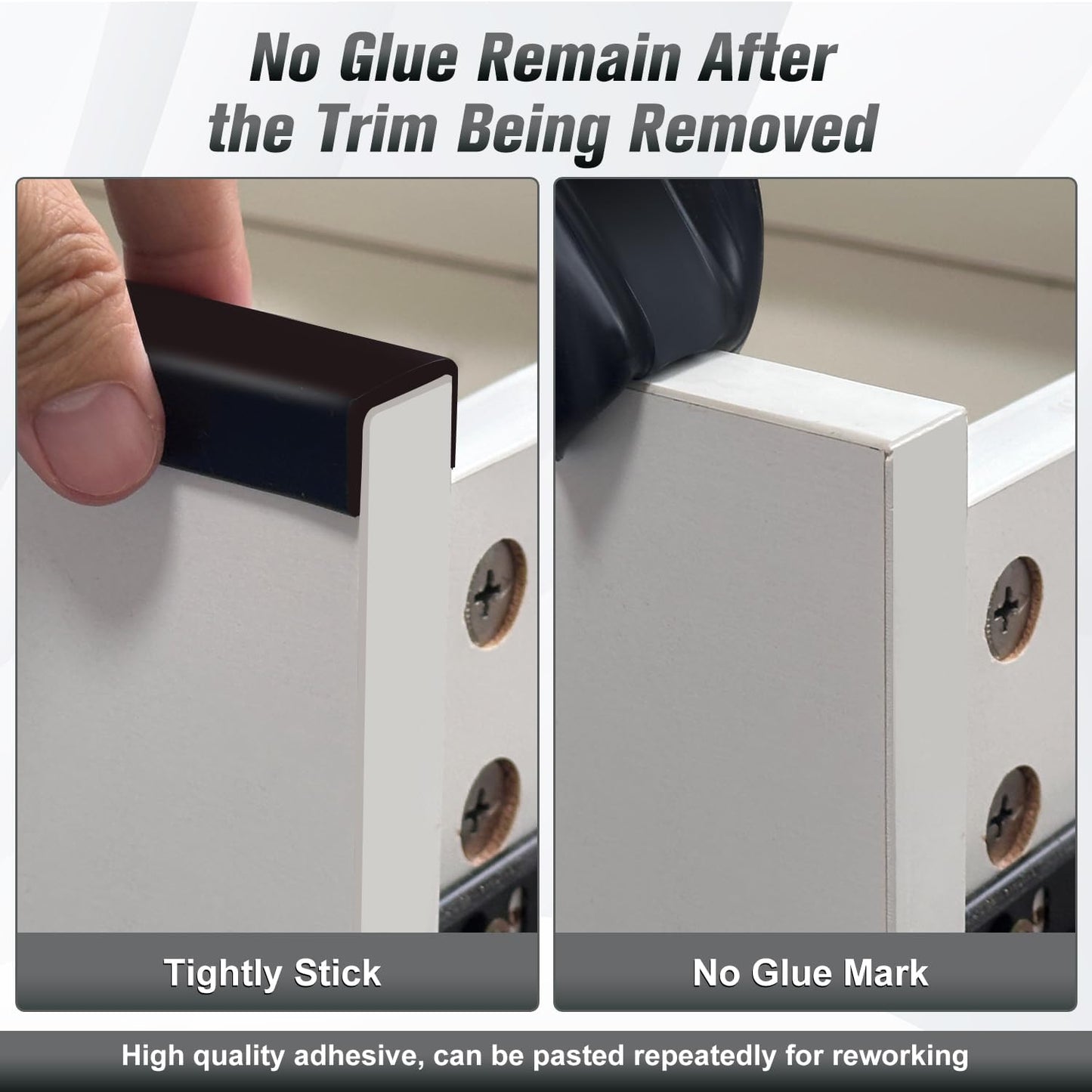 Rubber Edge Trim, 2-1/2 inch Wide U Channel Edge Trim, Big Size U Shaped Trim, Self Adhesive Edge Banding for Plywood, Woods, Doors, Shelf, Cabinet, Countertop, Length 20Ft, Black Gloss Finish