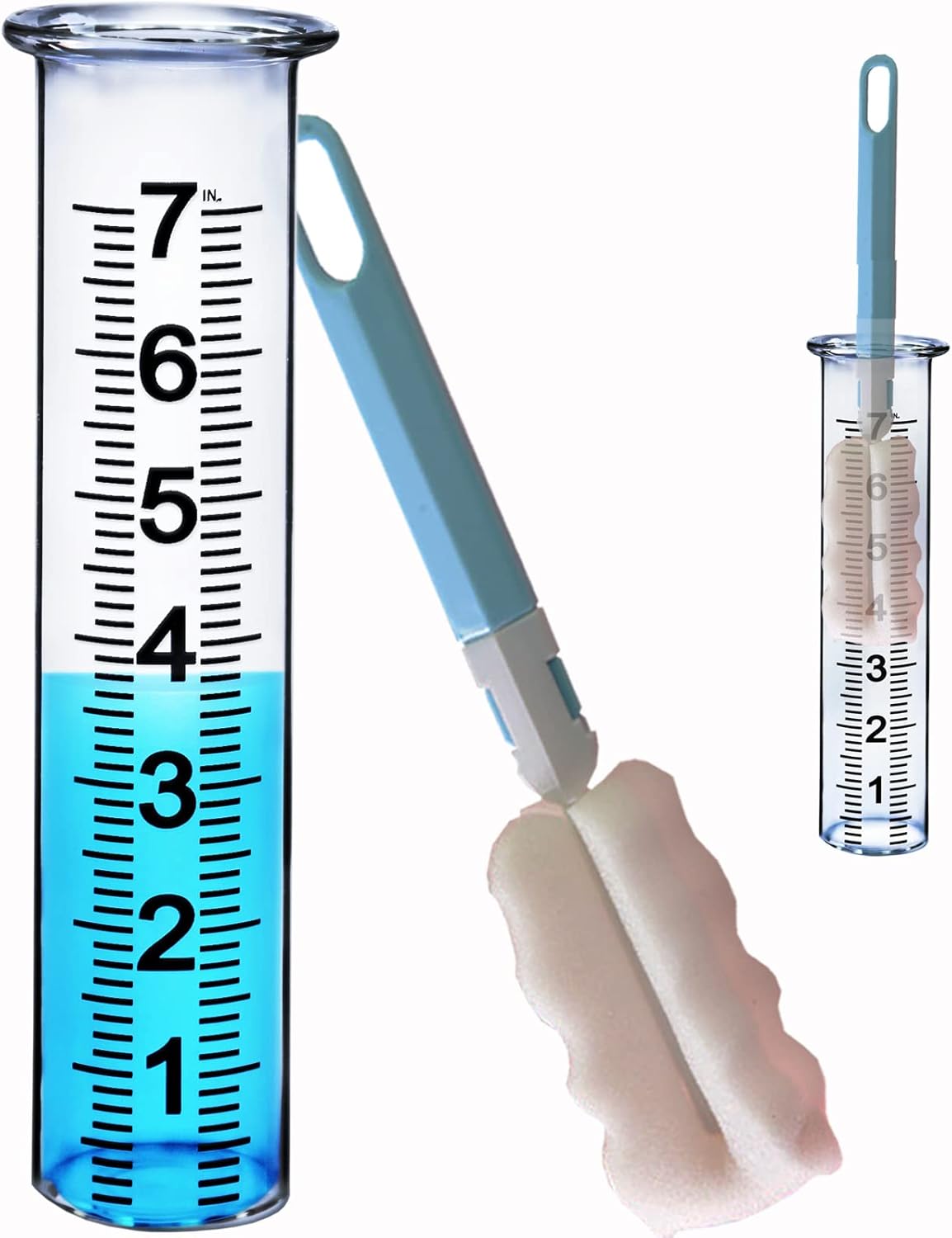 JMBay Rain Gauge Replacement Tube Plastic,7 inch Outdoor Plastic Rain Gauge Tube for Garden,Yard,Home.Upgraded Large Font Transparent Measure Tube,Lip Design,Best PCS Tube with Clean Brush