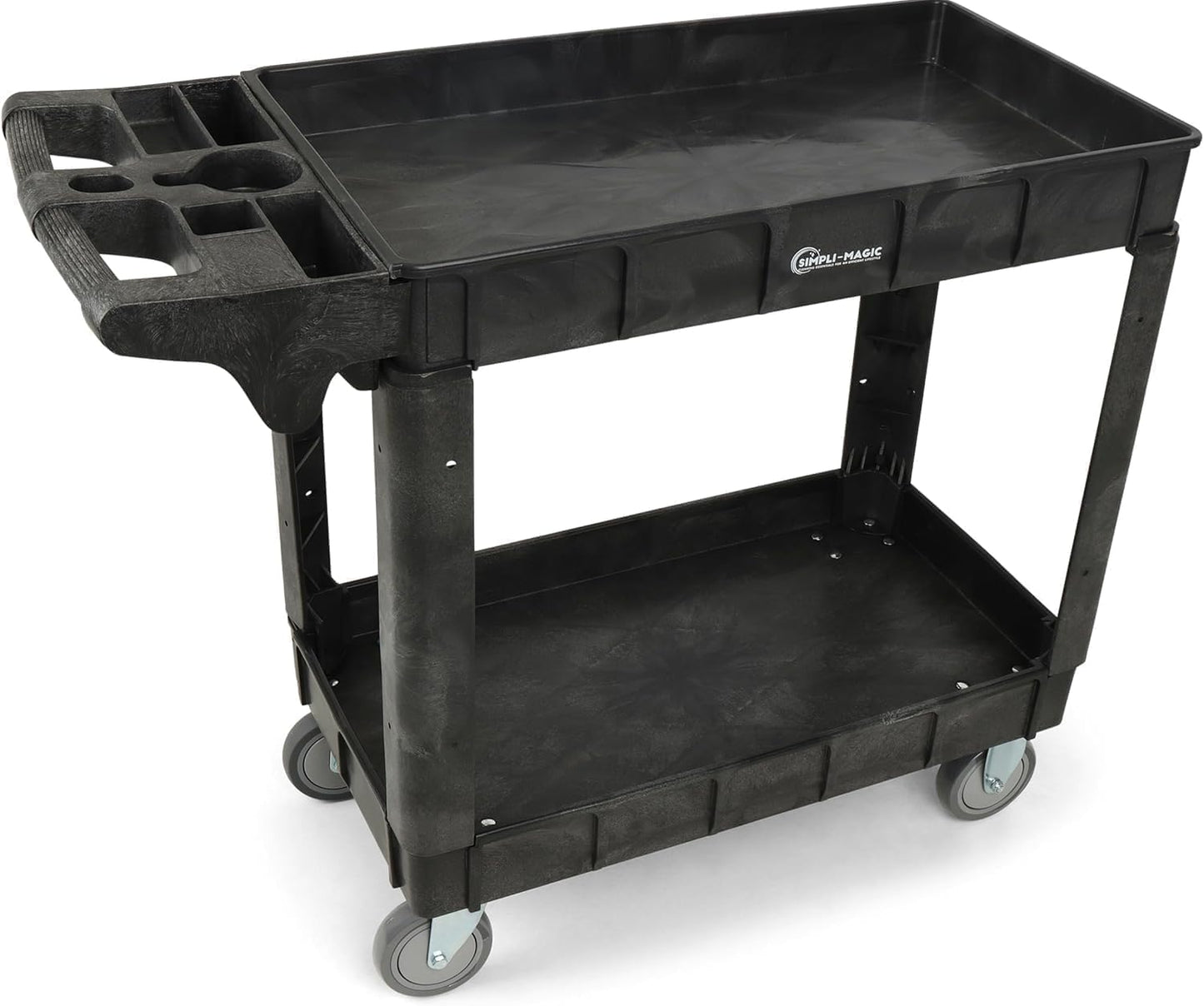 Rolling Utility Cart on Wheels, Heavy Duty Tool with Ergonomic Storage Handle and Deep Shelfs, Work Service for Garage, Warehouse, Workshop, 700-Pound Capacity 40 x 33 x 17-Inch