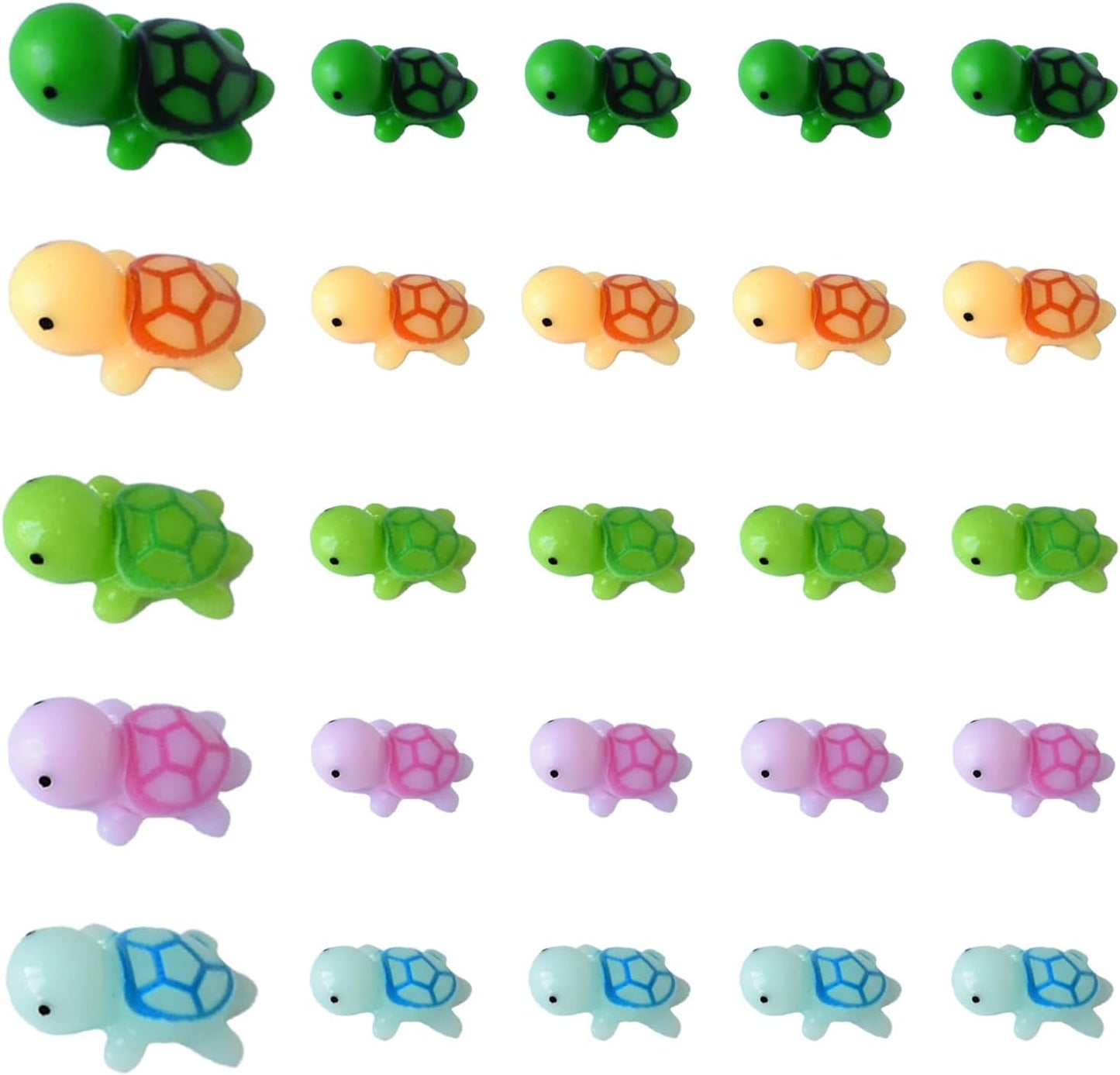 50 PCS Mini Turtle Miniature Sea Turtle Tiny Plastic Turtle Figurines for Garden Miniature Moss Landscape Decoration (Multi Colors)