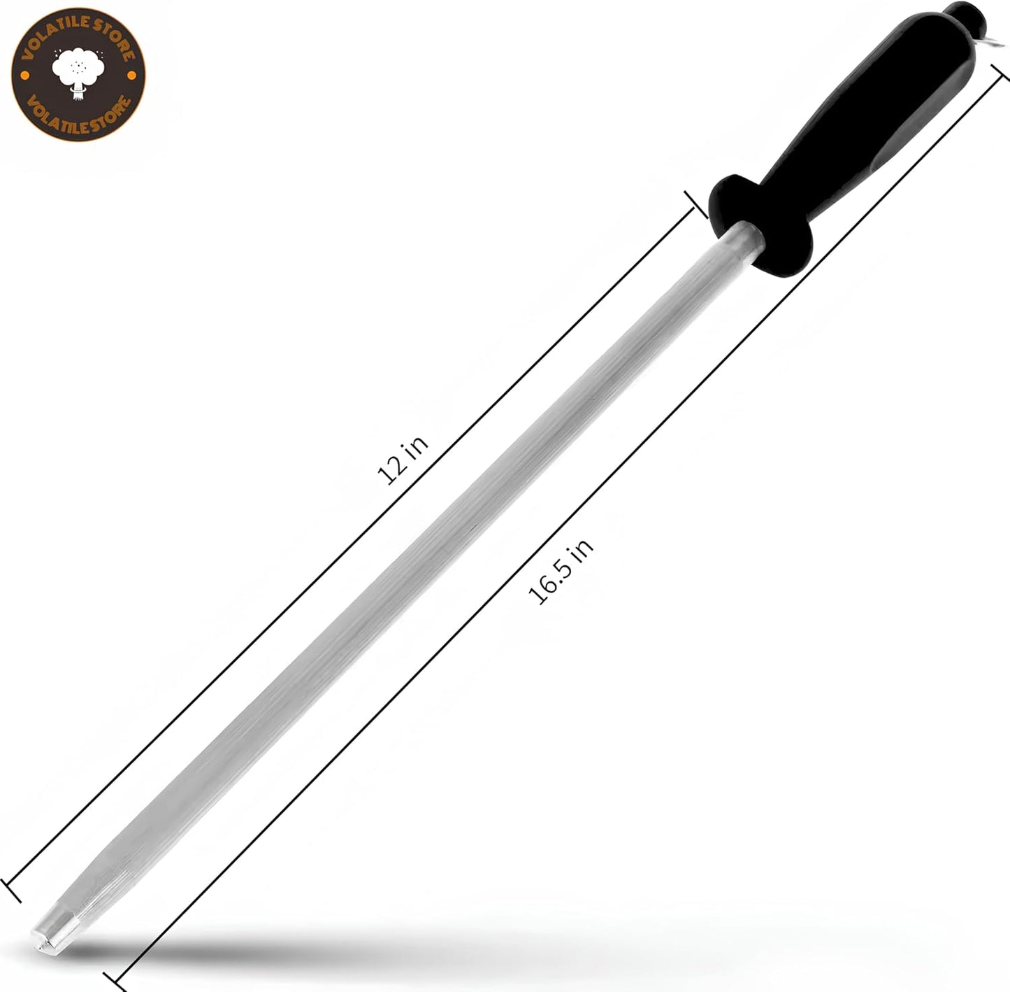 Generic Professional Knife Sharpening Rod - 12-Inch Carbon Steel Sharpening Rod (Black)