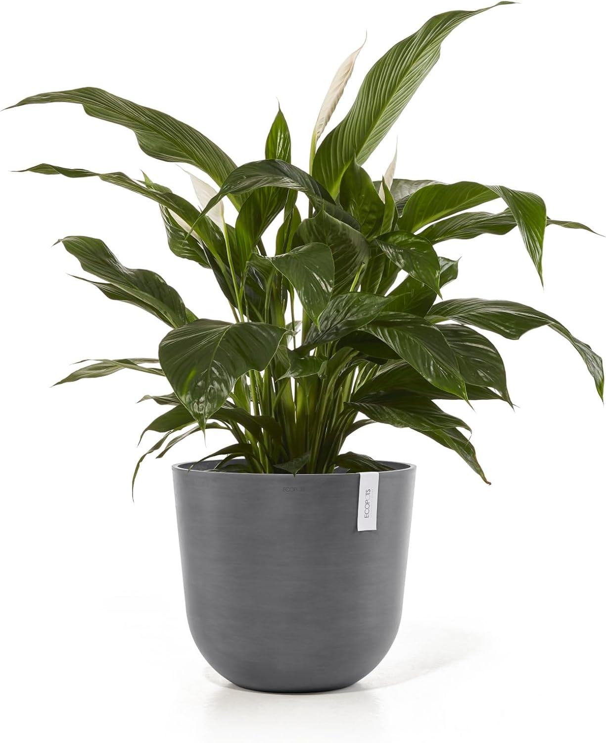 Ecopots Oslo Durable Modern Round Indoor/Outdoor Recycled-Based Composite Flower Pot Planter, Grey, 17.75"