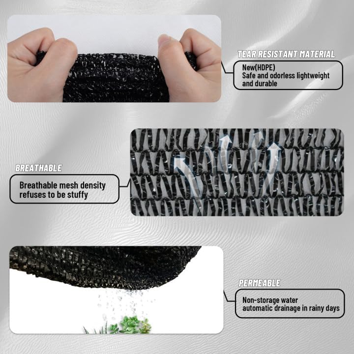 Cool Area 55% Sun Shade Cloth Mesh Tarp with Grommets for Plant Cover 6x12ft Patio Canopy Garden Pergola Greenhouse Car Barn Kennel Black