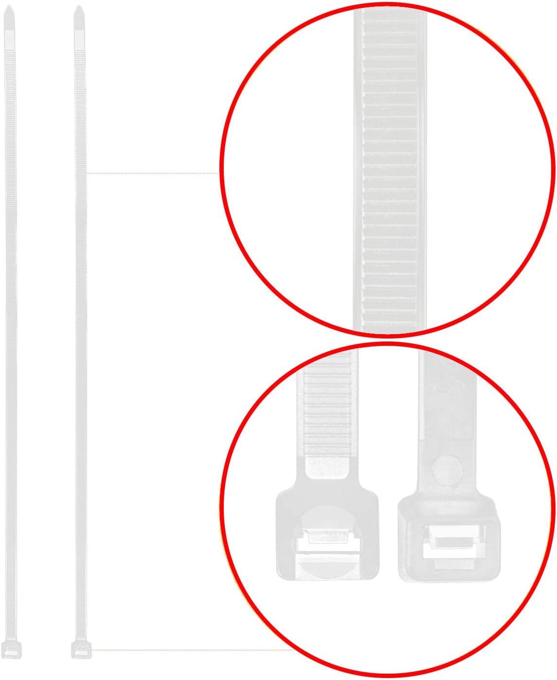 Superun Heavy Duty Zip Ties 24 Inch, Strong Large White Zip Ties 120 Lbs Tensile Strength Selflocking Wire Ties (Industrial Grade Cable Ties) Pack of 50 Clear