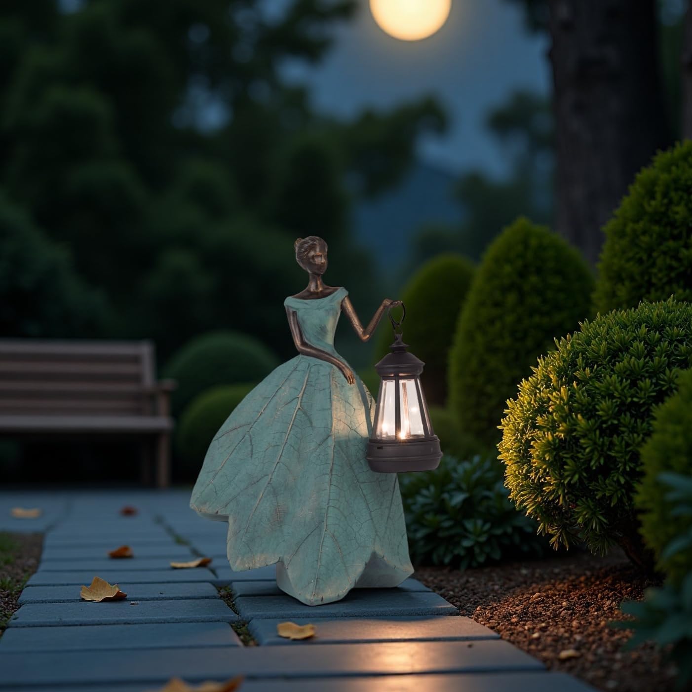 Guichifun Fairy Statues Solar Outdoor Lights - Resin Garden Figurines Decorations for Patio Yard Lawn Decor Housewarming Gardening Gifts for Women Mom 7.4 x 5.3 x 12 Inch