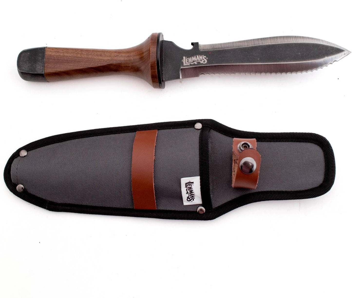 Lehman's Hori Hori Garden Knife, Durable Double Edge, Hardened Steel with Wooden Handle, Hand Weeding and Digging Tool with Sheath