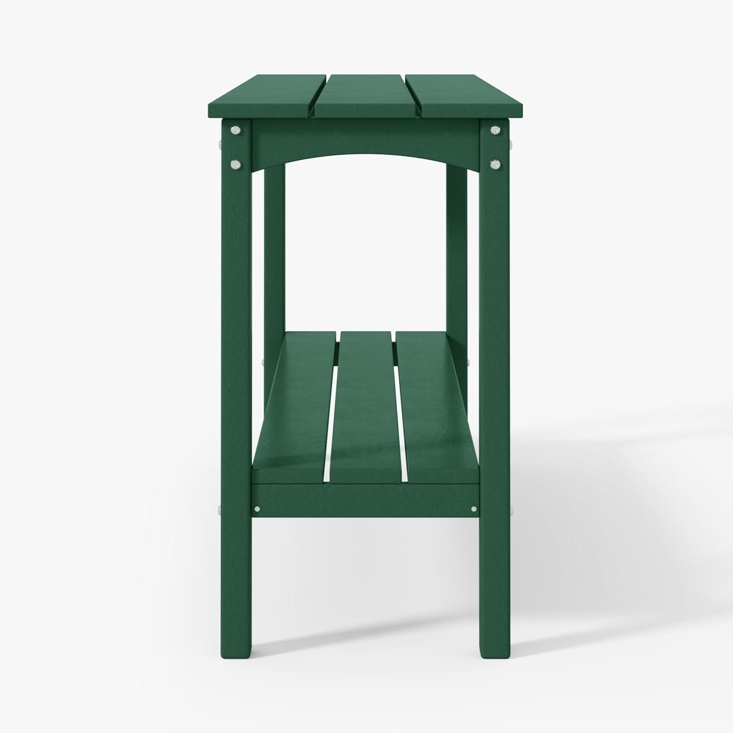 WestinTrends Malibu 55" Outdoor Patio HDPE Adirondack 2-Tier Shelf Console Table, Dark Green