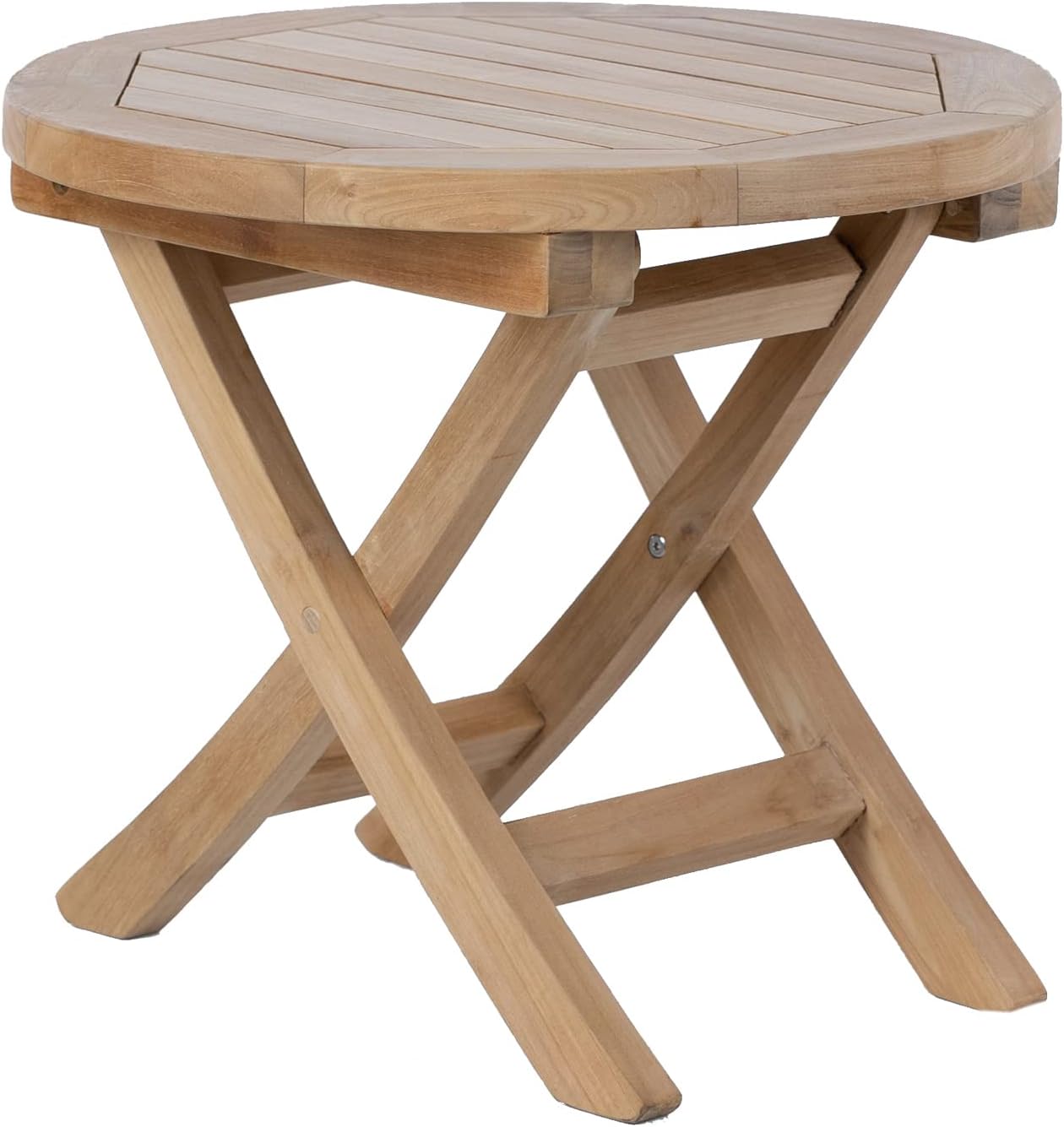 Teak Wood Folding 20”-Inch Outdoor Coffee Table - Perfect for Camping & Outdoor Entertaining - Ideal for Backyard, Front Porch, Balcony (Round)