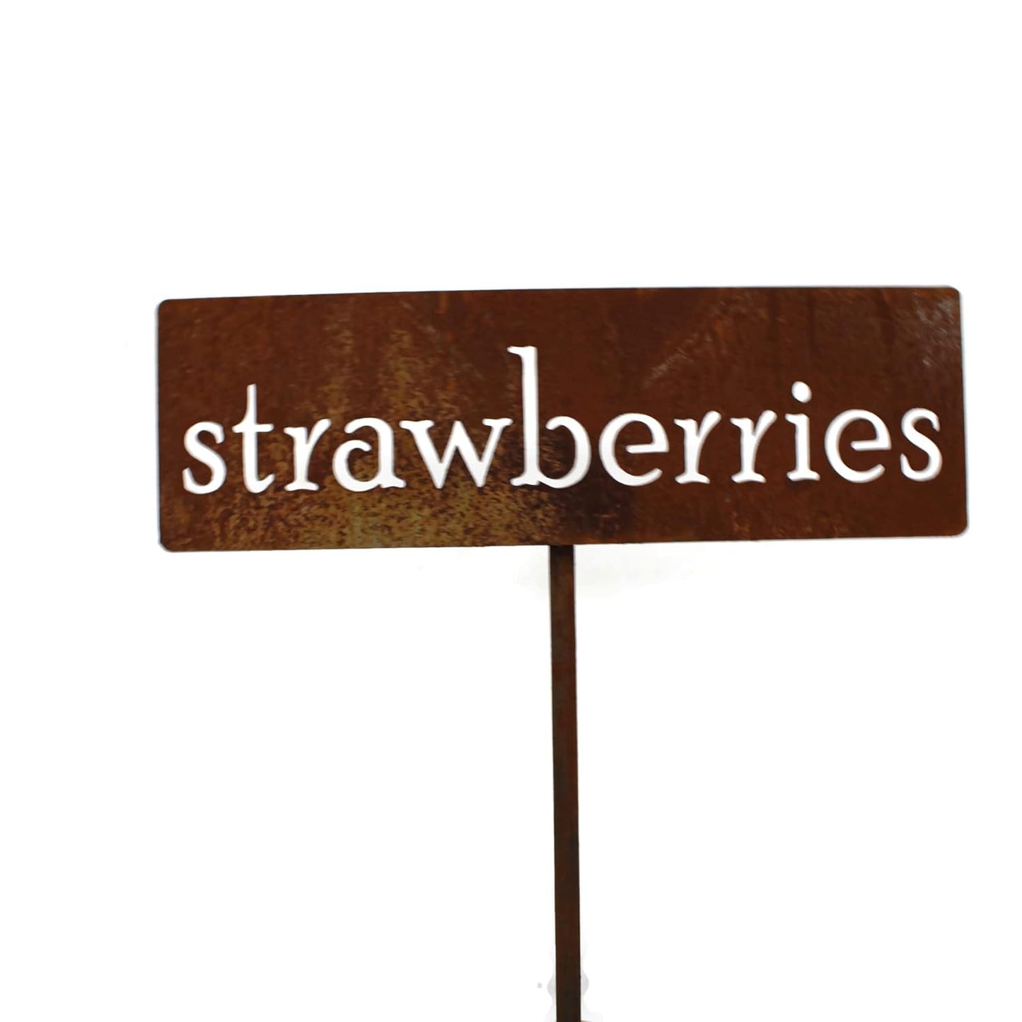 Classic Metal Garden Markers 19 Inches Tall (strawberries, Naturally Rusted)