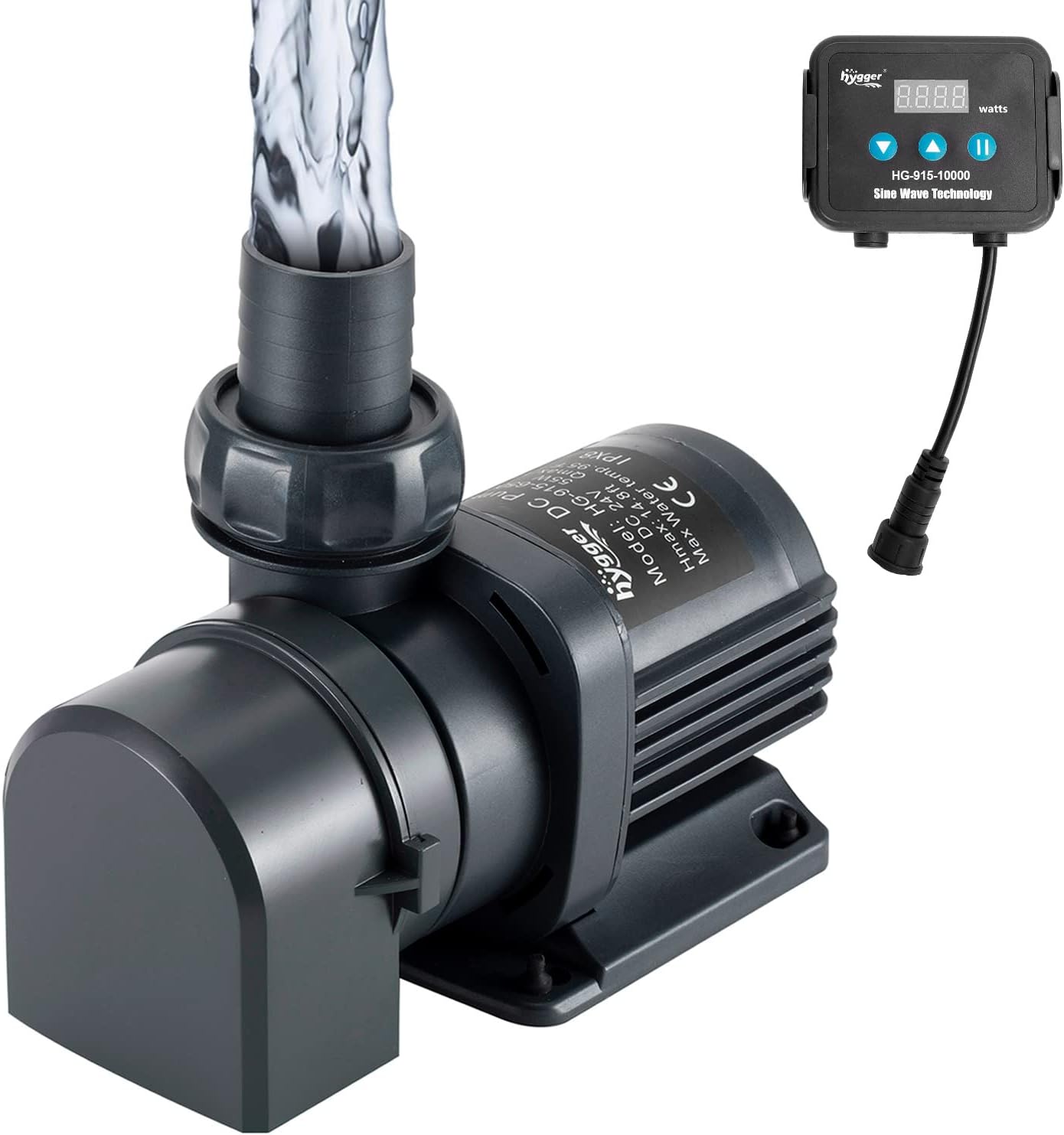 Hygger 2650GPH Quiet Submersible and External 24V Water Pump, with Controller (30%-100% Settings), Powerful Return Pump for Fish Tanks, Aquariums, Ponds, Fountains, Sump, Hydroponics (80W, 19.7ft)