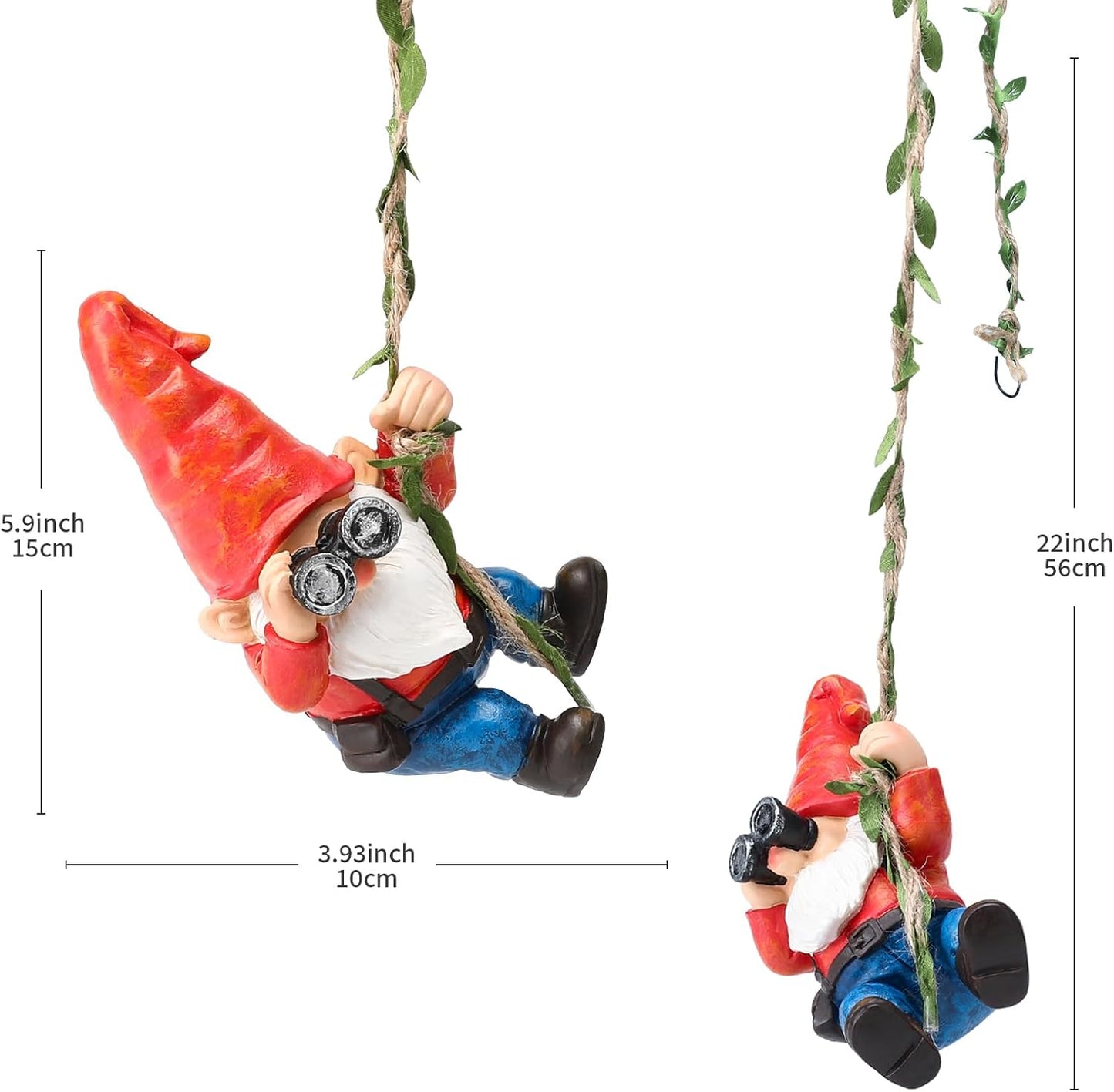 Hanging Gnome Garden Statue Funny Climbing Gnomes with Telescope Figurine Tree Hugger for Outdoor Lawn Home Patio Yard Art Decoration Father's Day Christmas Gardening Gifts for Mom Dad