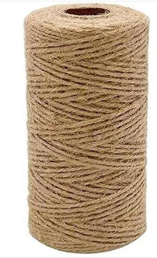 1/8 in (3 mm) X 164 Ft (50 Meters) Jute Twine Rope String for Home Decorating, Cat Scratcher Post Tree, DIY Arts Crafts, Garden, Binding, Packing Material