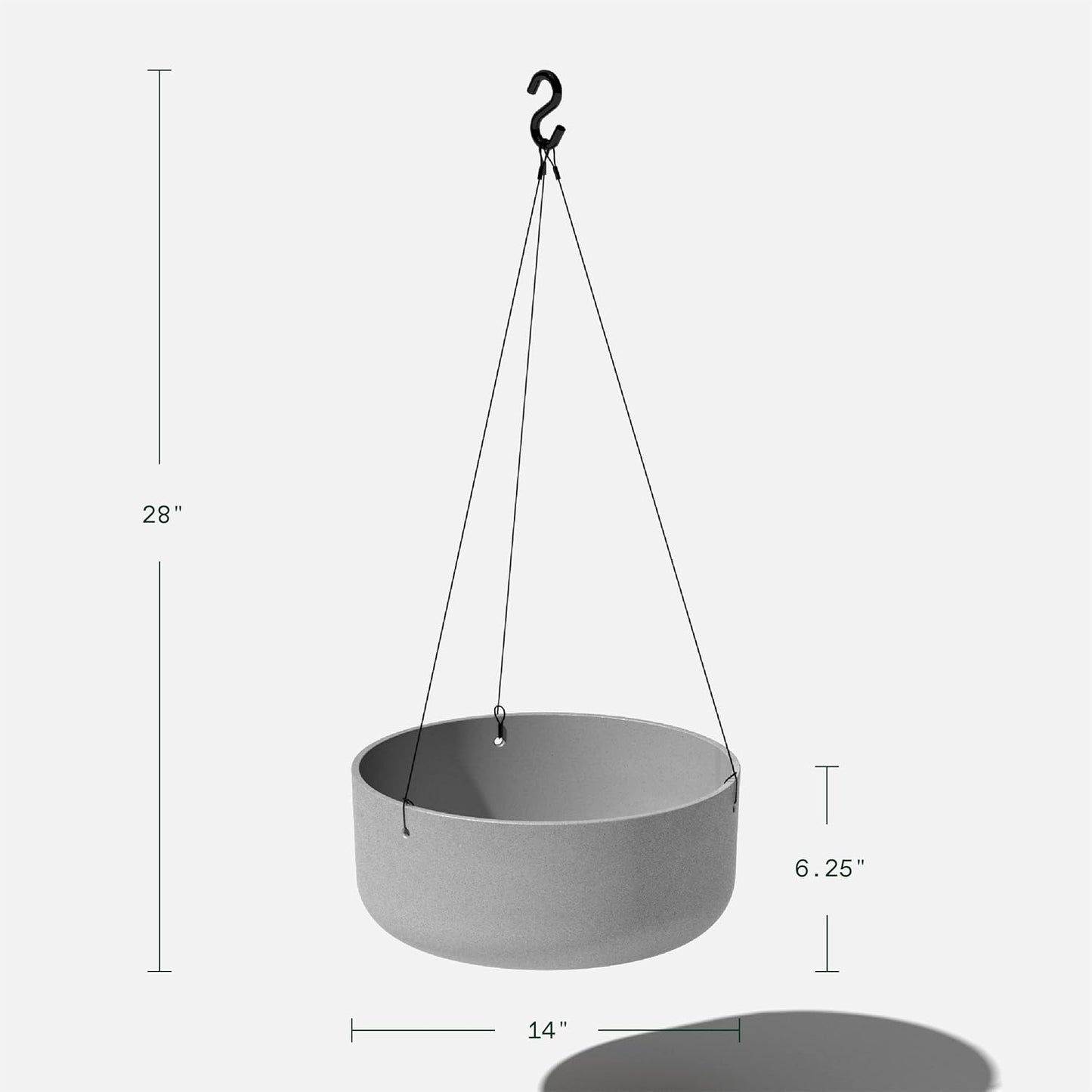 Veradek Mason Series Hanging Kona Planter - Round Planter for Outdoor Balcony/Patio | Made from Plastic-Stone Composite with Hanging Attachment | Modern Décor for, Flowers, Succulents, Small Plants