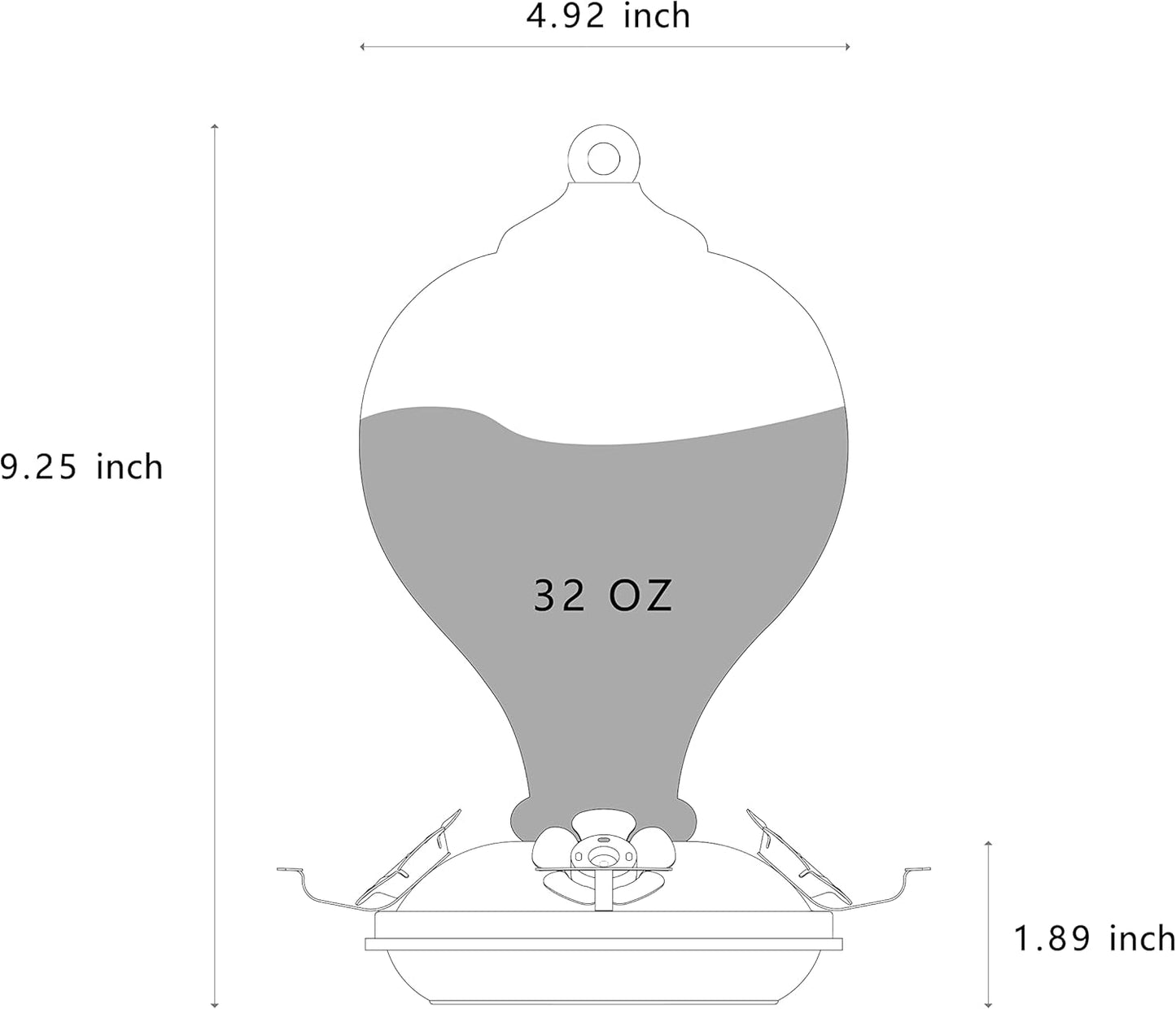 Hummingbird Feeders 32OZ Glass Hummingbird Feeder with Ant Moat, Yard Porch Decor (Teal Blue)