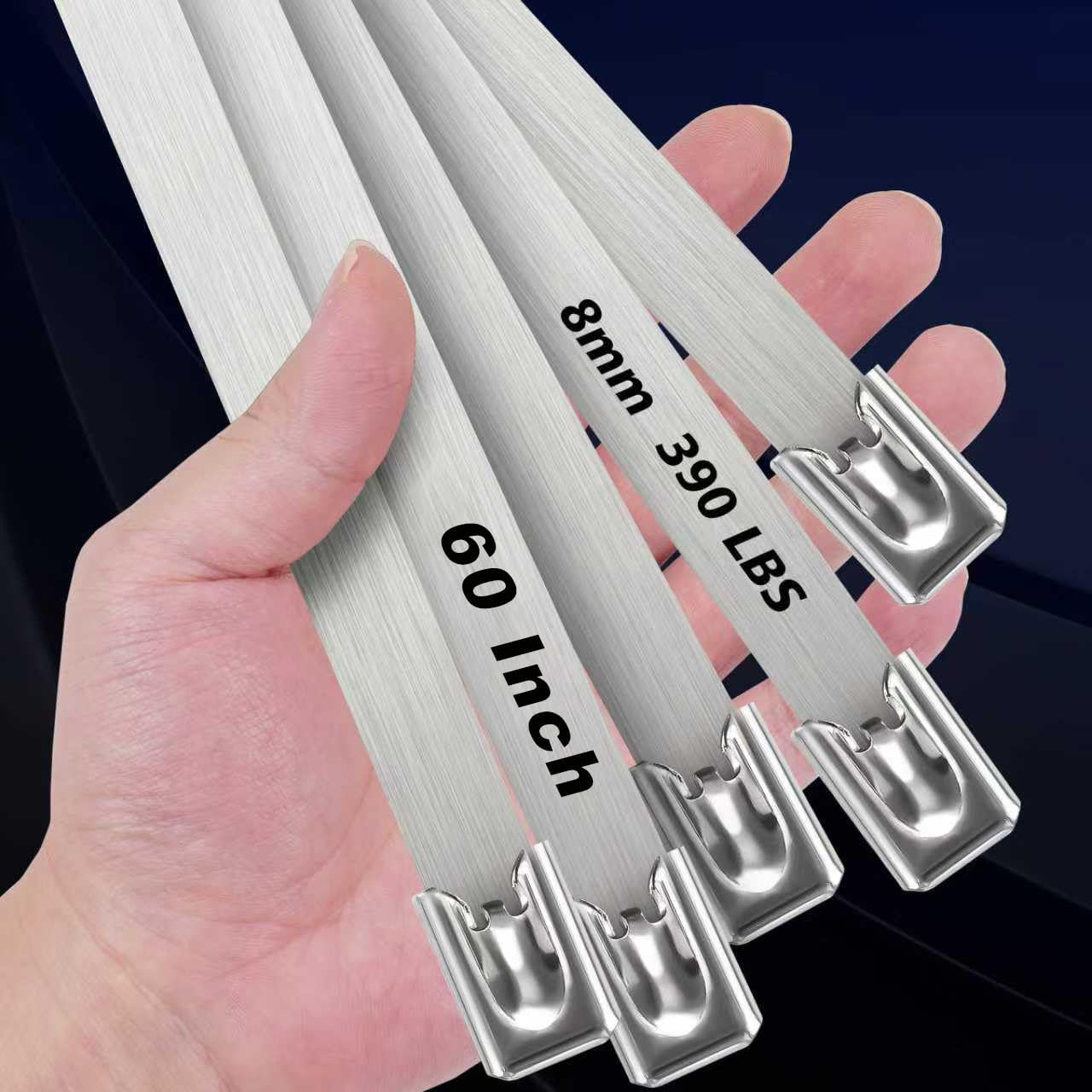 Metal Zip Ties 60In, 500Lb Extra Long Stainless Steel Cable Ties, Heavy Duty Self-Locking Strap Ties, Strength for Exhaust Wrap, Garden Ties, pipes, Outdoor UV Resistant Large Tie Wraps 30 Pcs