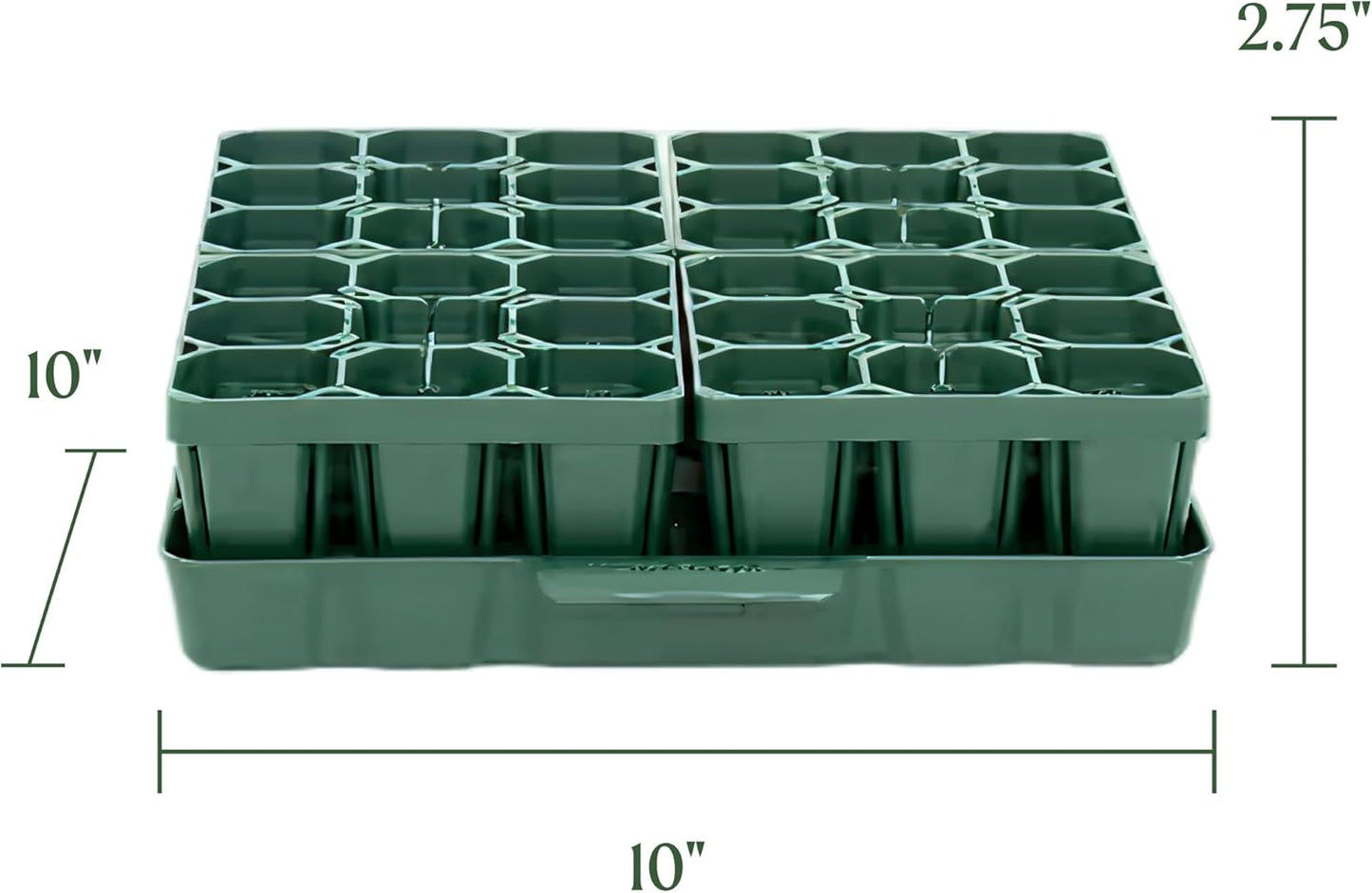 Vego garden Seedling Suite Products, 4 Pack Standard Seedling Trays with 10" x 10" Bottom Watering Trays