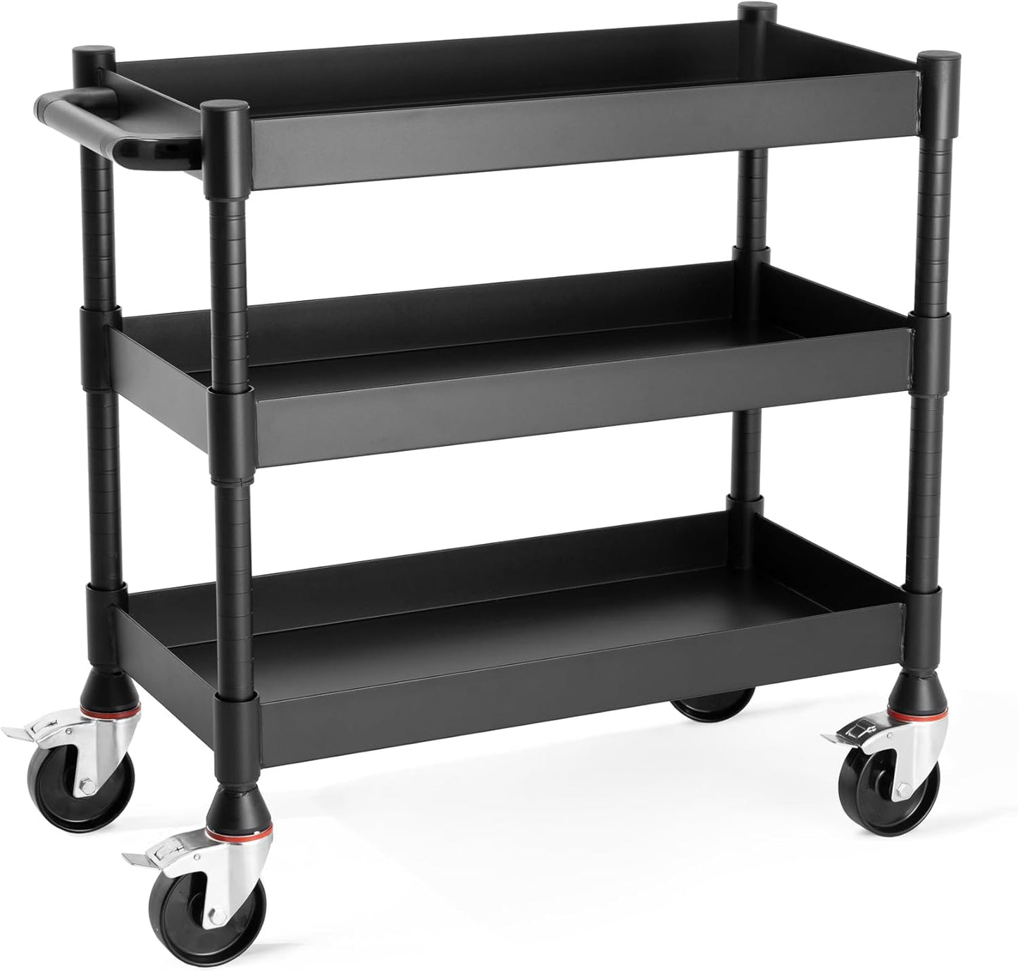 MightyHaul 18" Heavy-Duty Utility Cart with 2 Reversible Shelves, 1,200 lb Capacity, Heavy-Duty Casters for Industrial Use