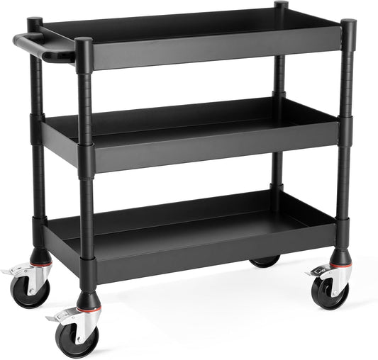 MightyHaul 18" Heavy-Duty Utility Cart with 2 Reversible Shelves, 1,200 lb Capacity, Heavy-Duty Casters for Industrial Use