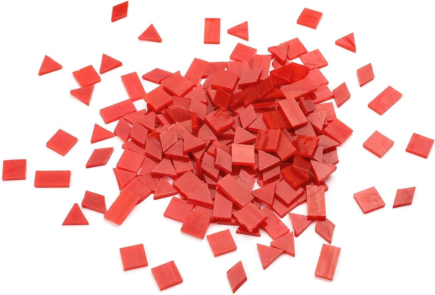 Lanyani 200 Pieces Glass Mosaic Tiles for Crafts,4 Shapes Mixed Colorful Tiffany Stained Glass Pieces,Square/Rectangle/Diamond/Triangle,Fire Red