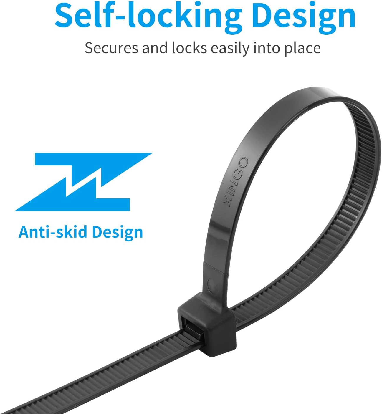 XINGO 31 inch Black Zip Ties Heavy Duty 40PCS, 250 LBS Ultra Strong Plastic Wire Ties, Large Cable Ties Extra Long Tie Wraps, Indoor and Outdoor UV Resistant