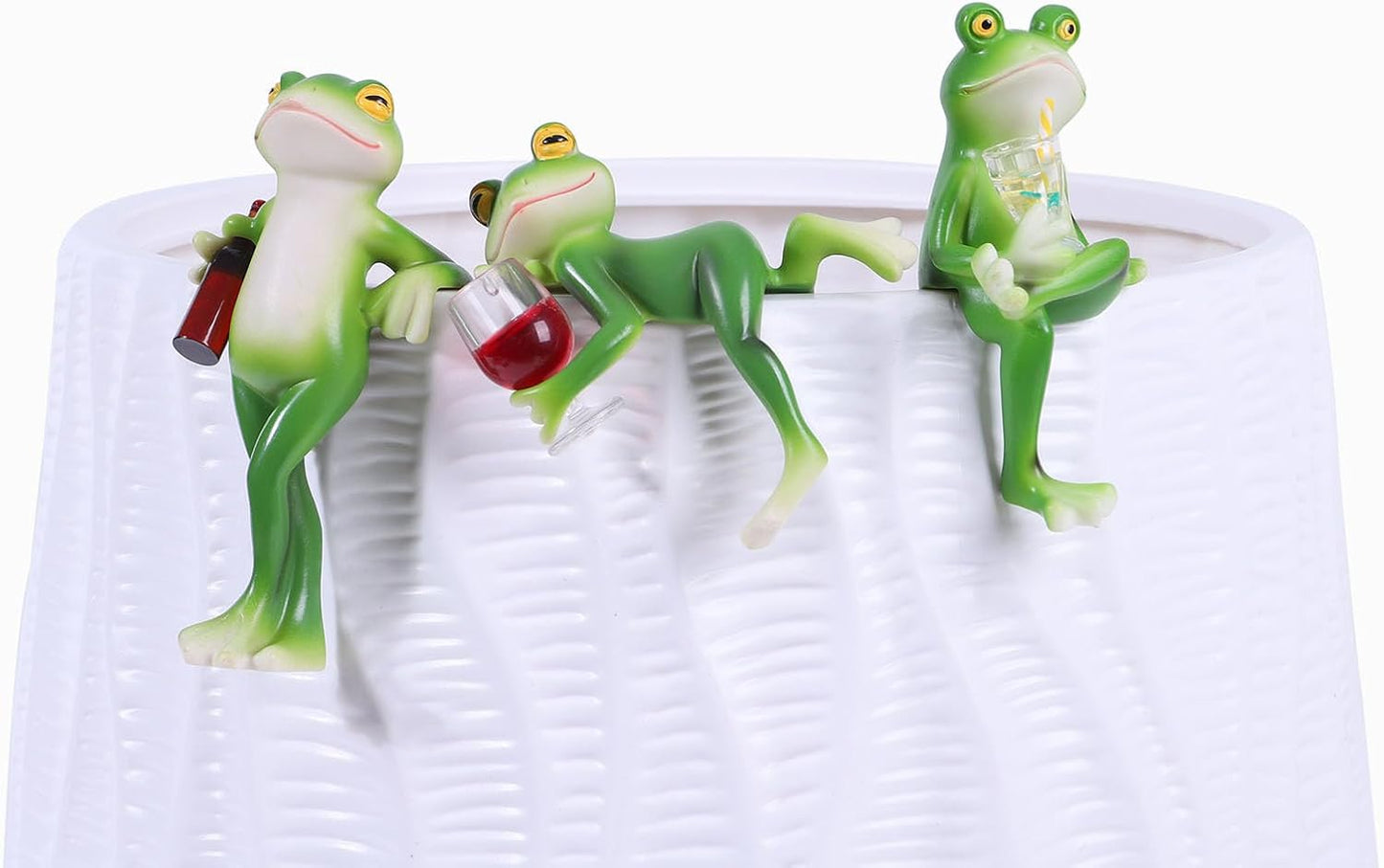 3 PCS Tipsy Frog Statues Pot Hugger Decorations for Plant, Miniature Frog Garden Decor Outdoor Women Gifts Frog Figurines Plant Hangers Decor for Flower,Yard,Lawn Ornament