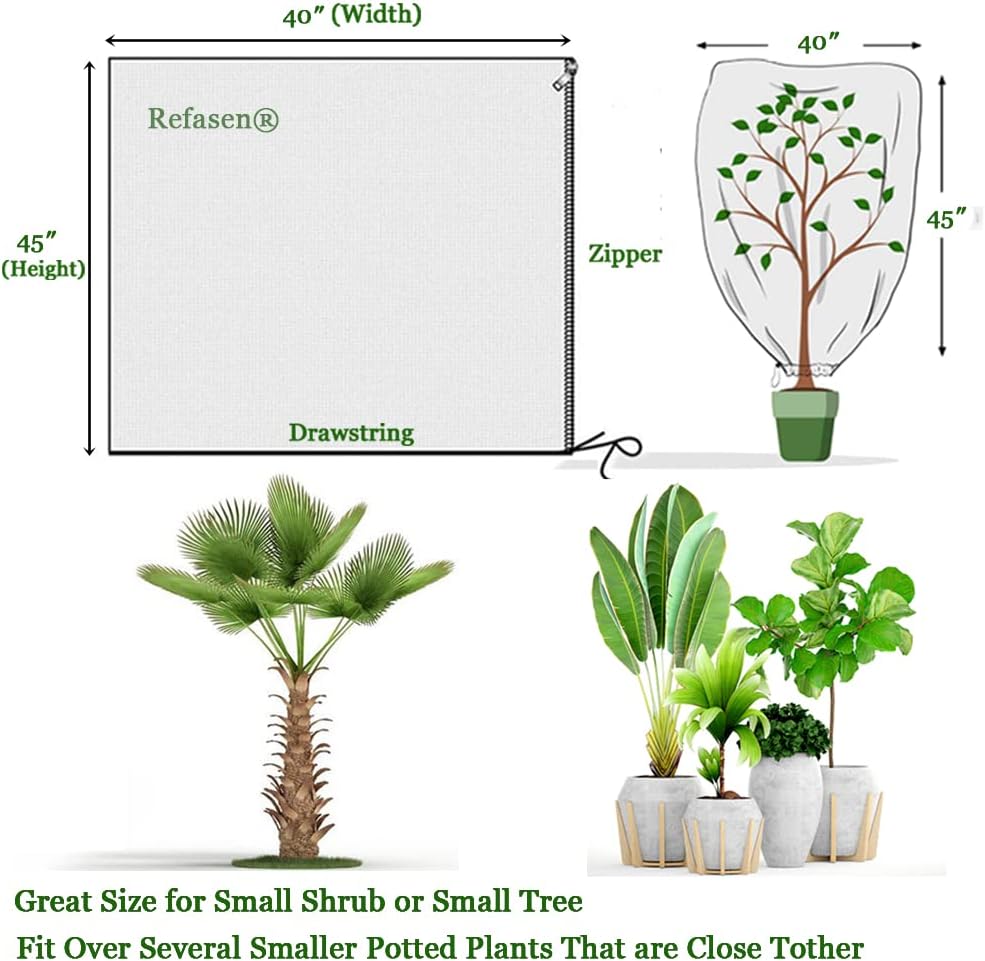 Plant Covers Freeze Protection,3 Packs 45”H X40”W Frost Blankets for Outdoor Plants Frost Cloth with Zipper Drawstring-Protect Trees from Cold Frost Pest